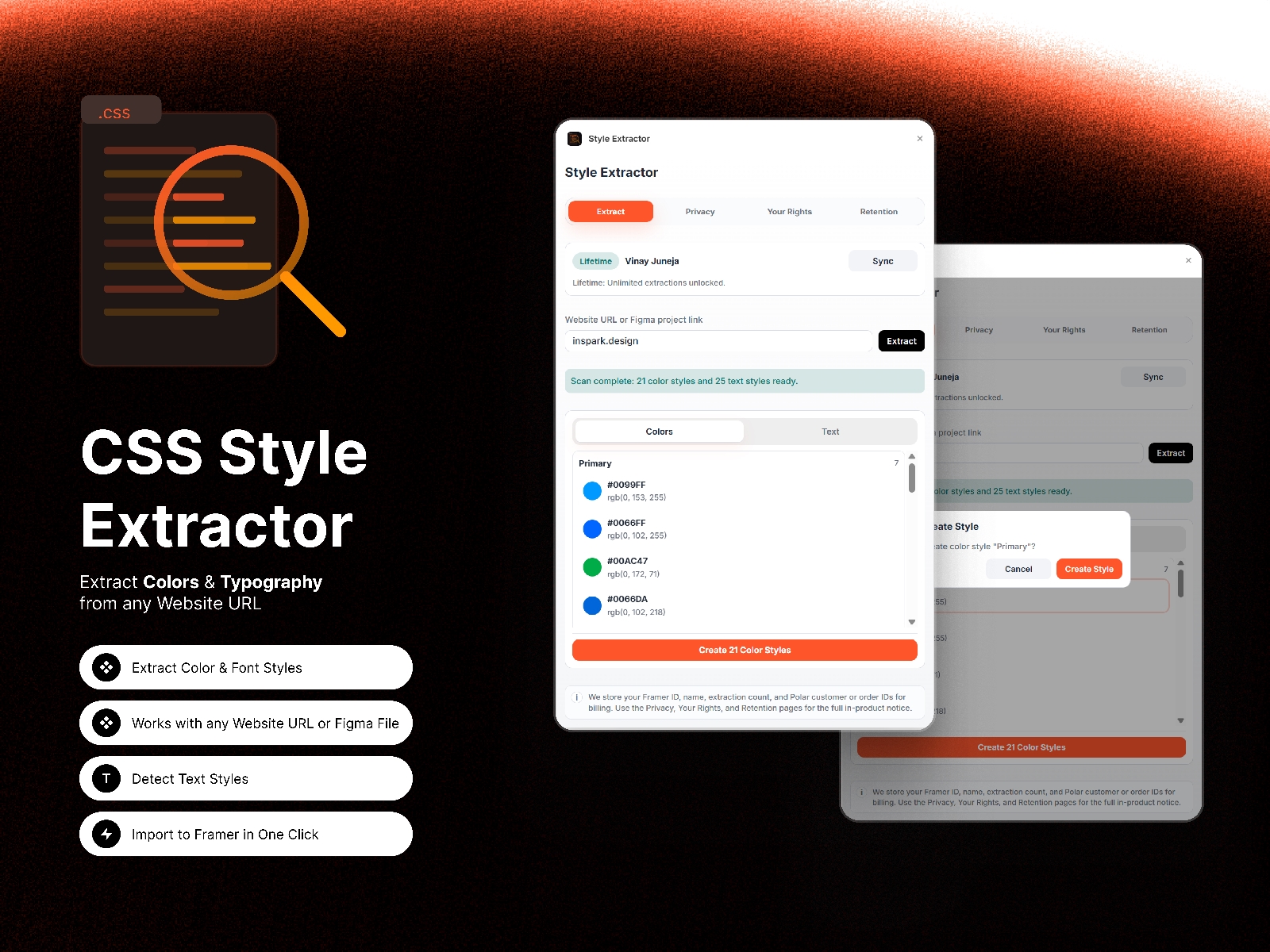 Thumbnail 1 for Style Extractor, a Framer Marketplace template by Vinay Juneja.
