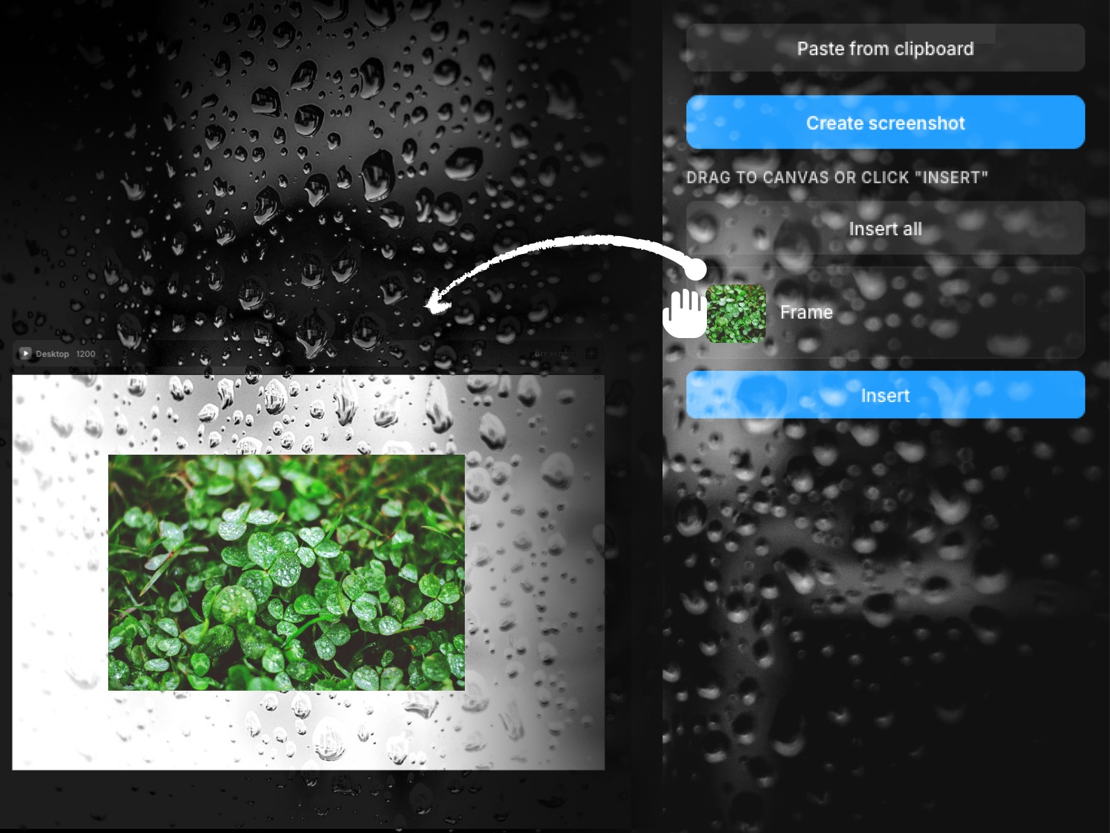 Screenshot 1 for Framedrop, a Framer Marketplace plugin by Chris Lacorte.