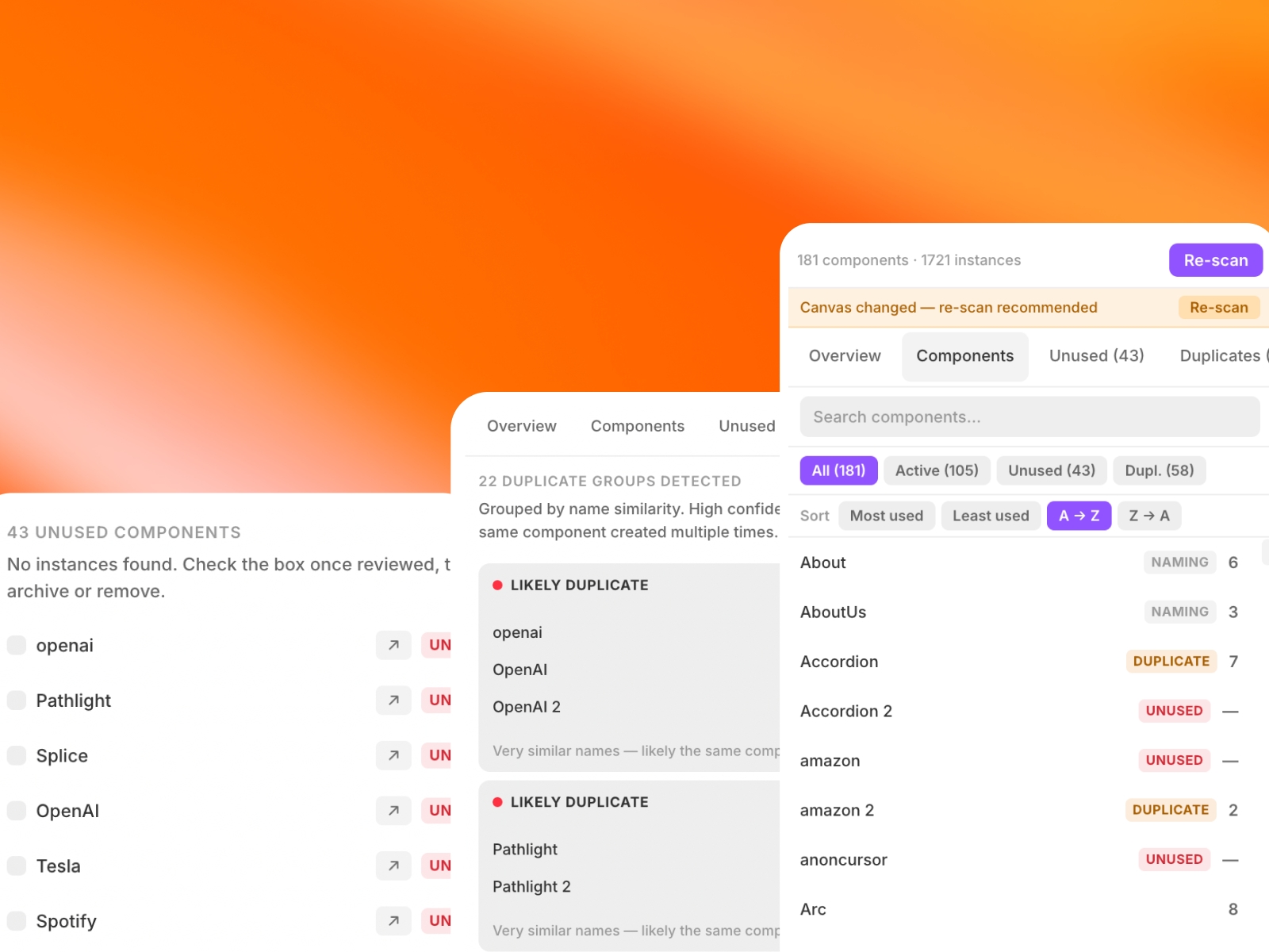 Screenshot 1 for Component Usage Analyzer, a Framer Marketplace plugin by Floyka Design Studio.