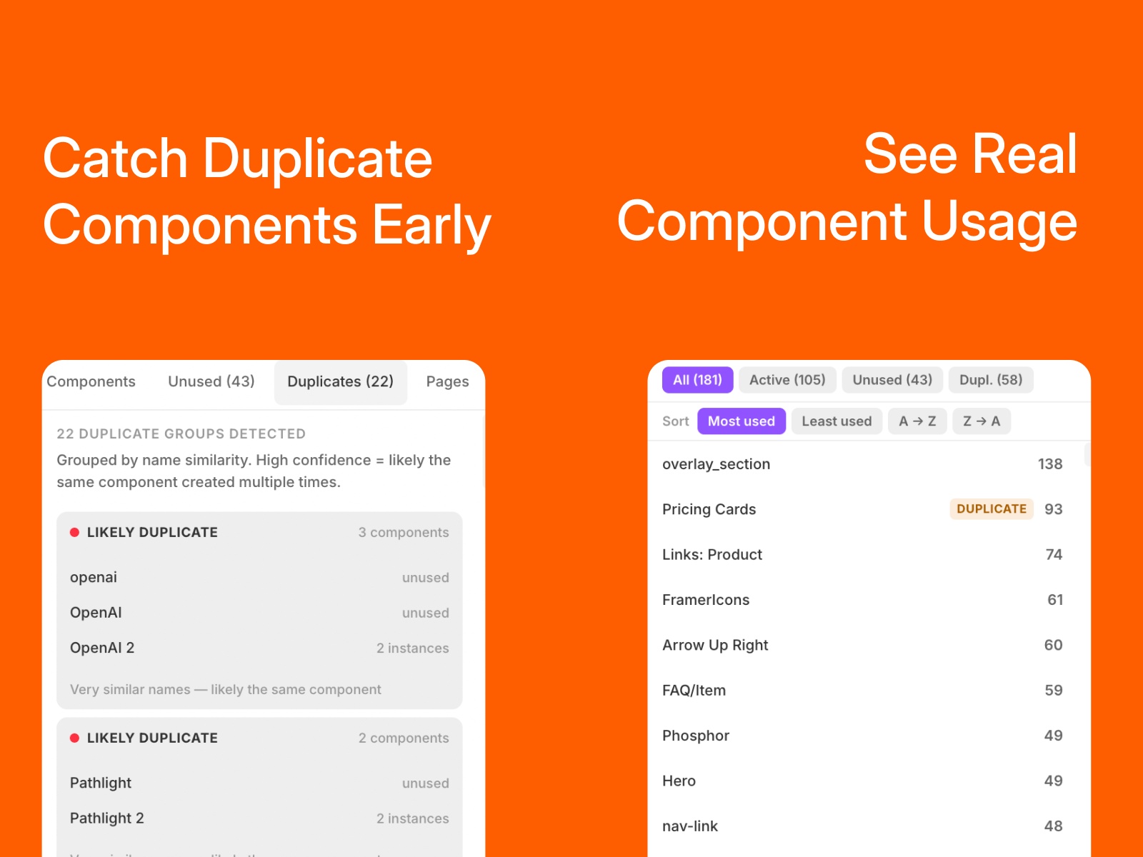 Screenshot 3 for Component Usage Analyzer, a Framer Marketplace plugin by Floyka Design Studio.