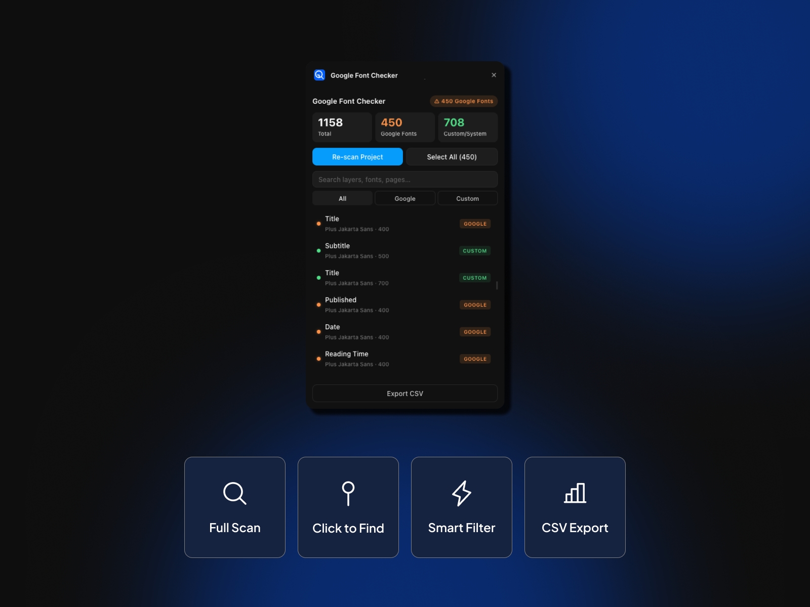 Screenshot 2 for Google Font Checker, a Framer Marketplace plugin by Robbi Firmansah.