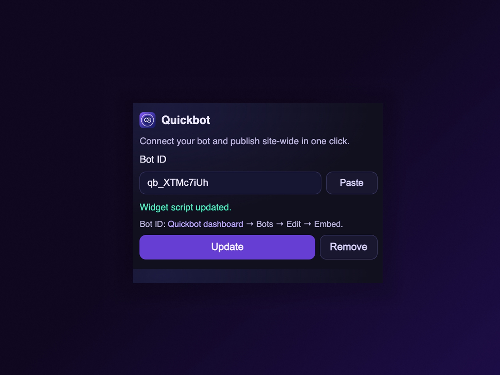 Screenshot 3 for Quickbot Chat Widget, a Framer Marketplace plugin by Quickbot.