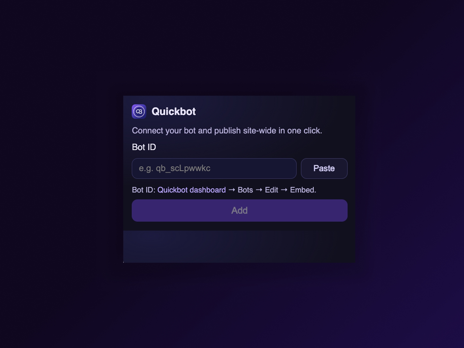 Screenshot 1 for Quickbot Chat Widget, a Framer Marketplace plugin by Quickbot.