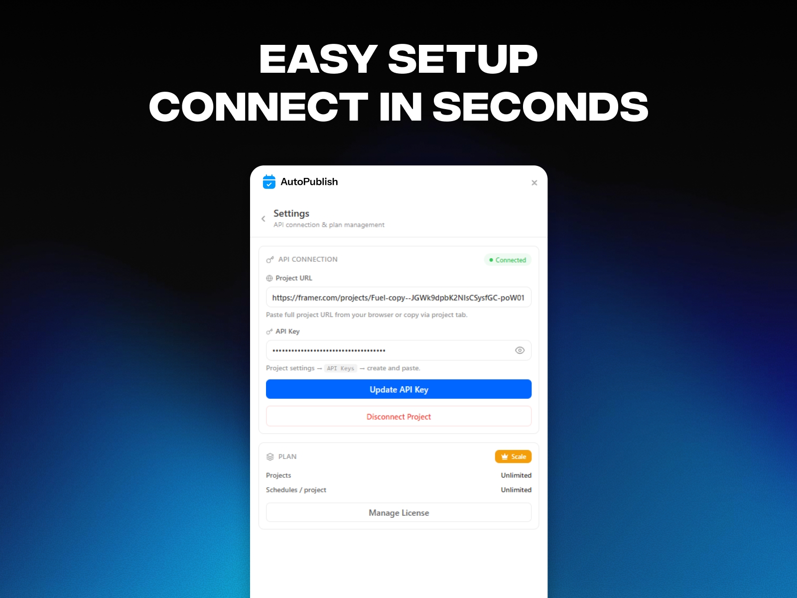 Screenshot 4 for Auto Publish, a Framer Marketplace plugin by Framer Geeks.