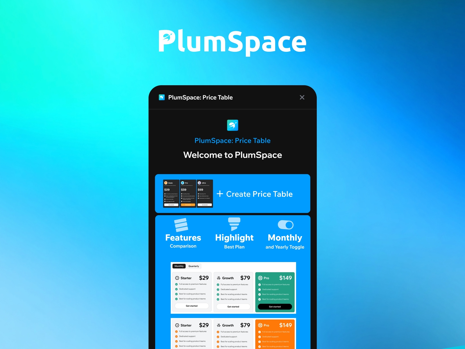 Thumbnail 1 for PlumSpace: Pricing Table Comparison, a Framer Marketplace plugin by PlumSpace.