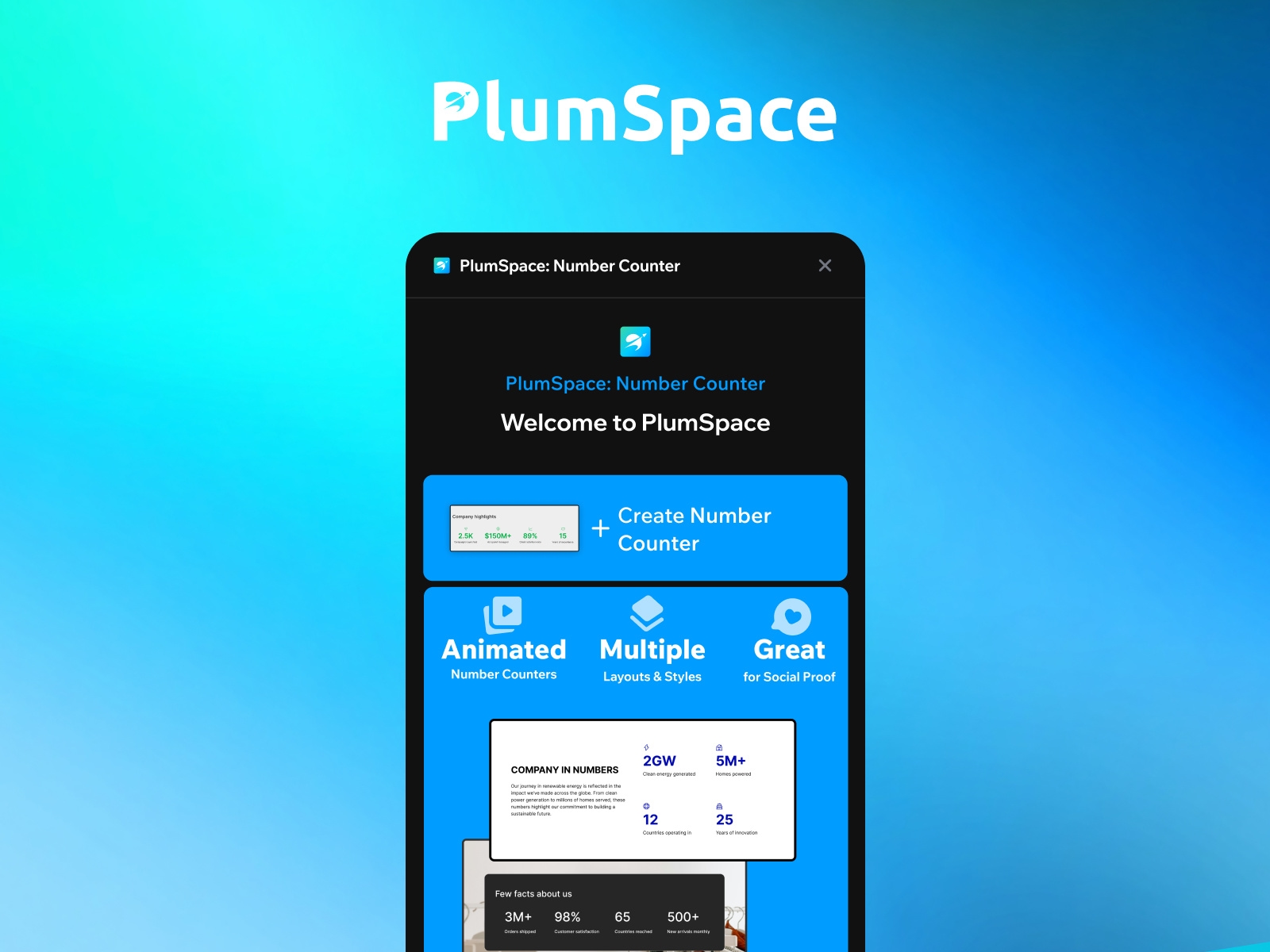 Screenshot 1 for PlumSpace: Number Counter, a Framer Marketplace plugin by PlumSpace.