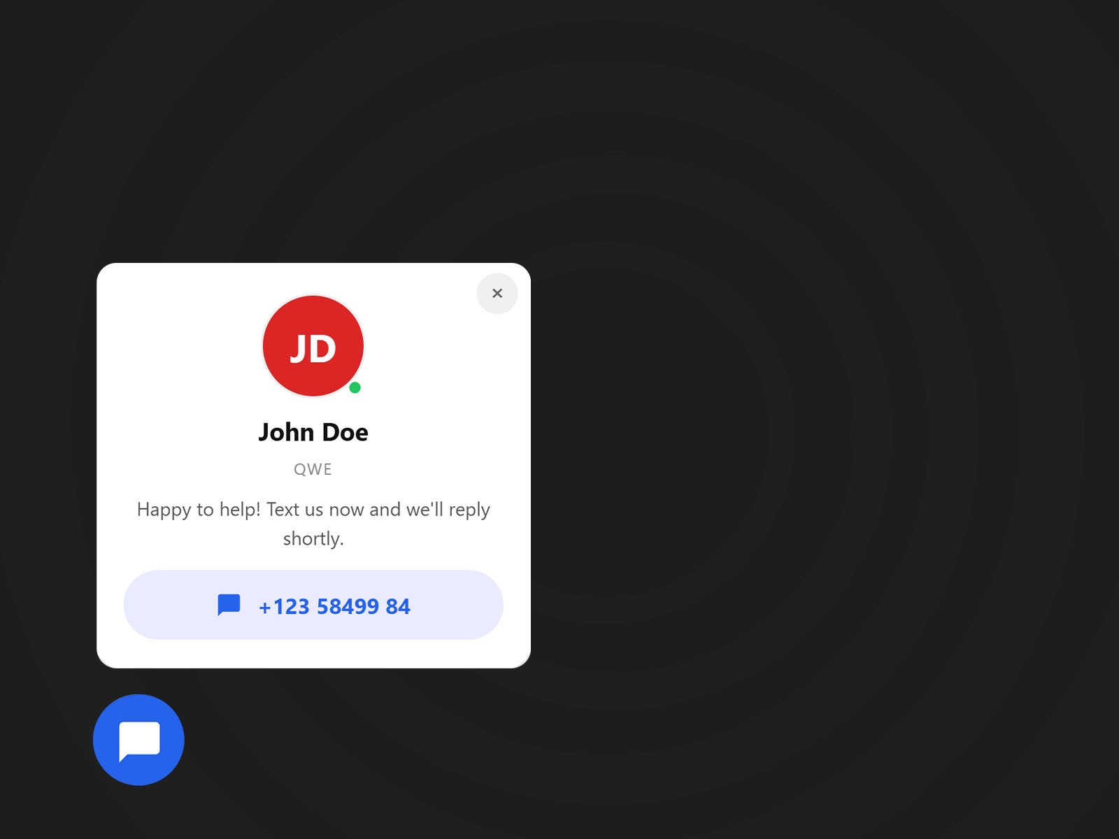 Thumbnail 1 for Quick Text (SMS) Button, a Framer Marketplace plugin by Ekomobong Otu.