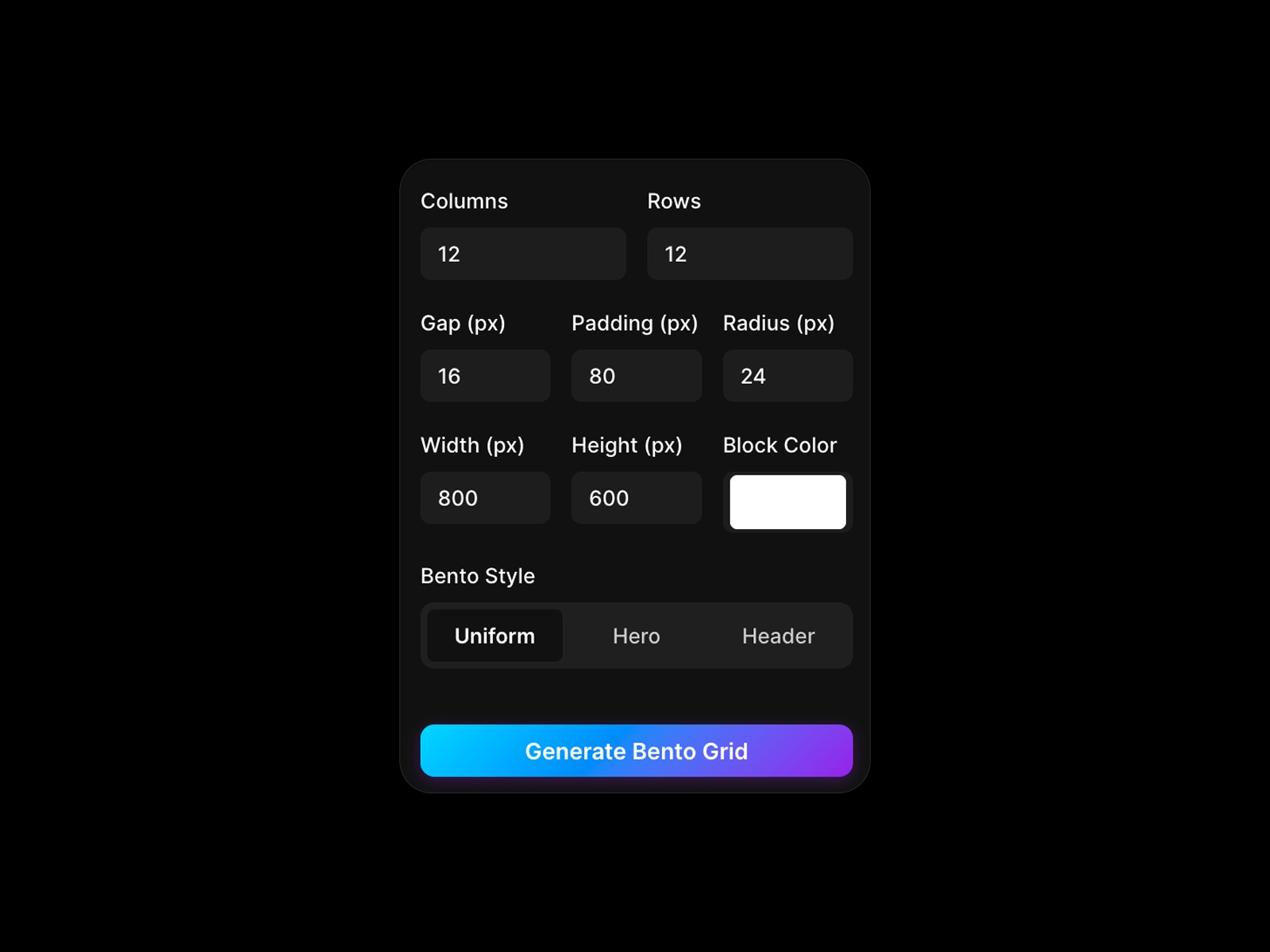 Thumbnail 1 for Bento Grid, a Framer Marketplace template by Fuad Bakhshiyev.