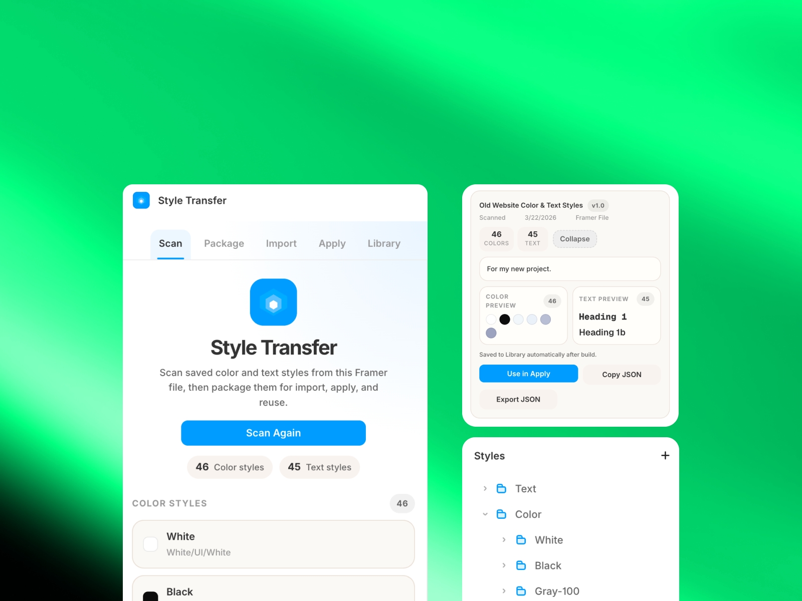 Screenshot 1 for Style Transfer, a Framer Marketplace plugin by Floyka Design Studio.