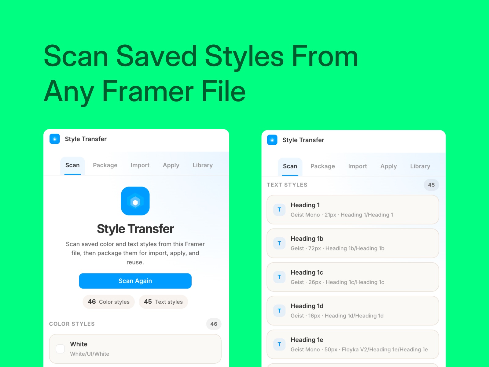 Screenshot 2 for Style Transfer, a Framer Marketplace plugin by Floyka Design Studio.