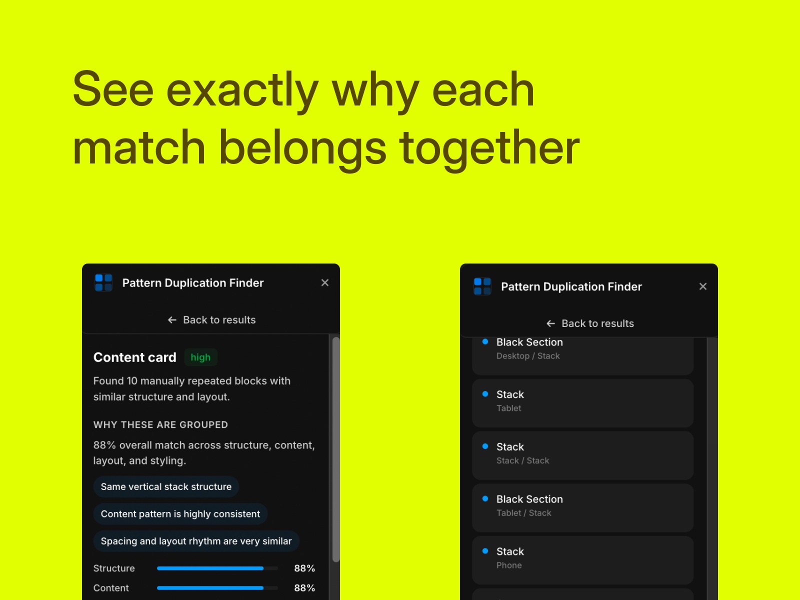 Screenshot 3 for Pattern Duplication Finder, a Framer Marketplace plugin by Floyka Design Studio.