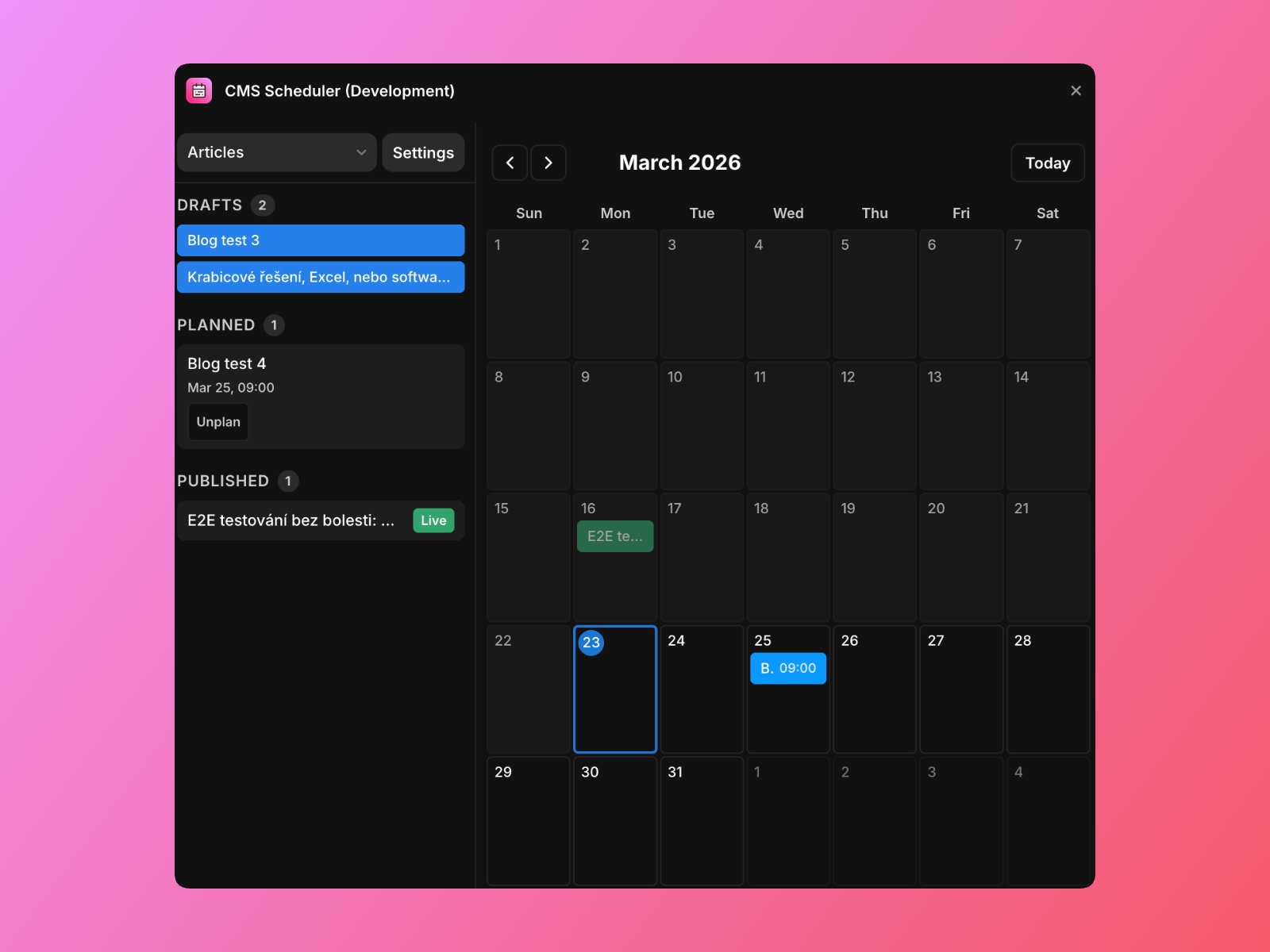 Screenshot 1 for CMS Scheduler, a Framer Marketplace plugin by Adam Tretera.