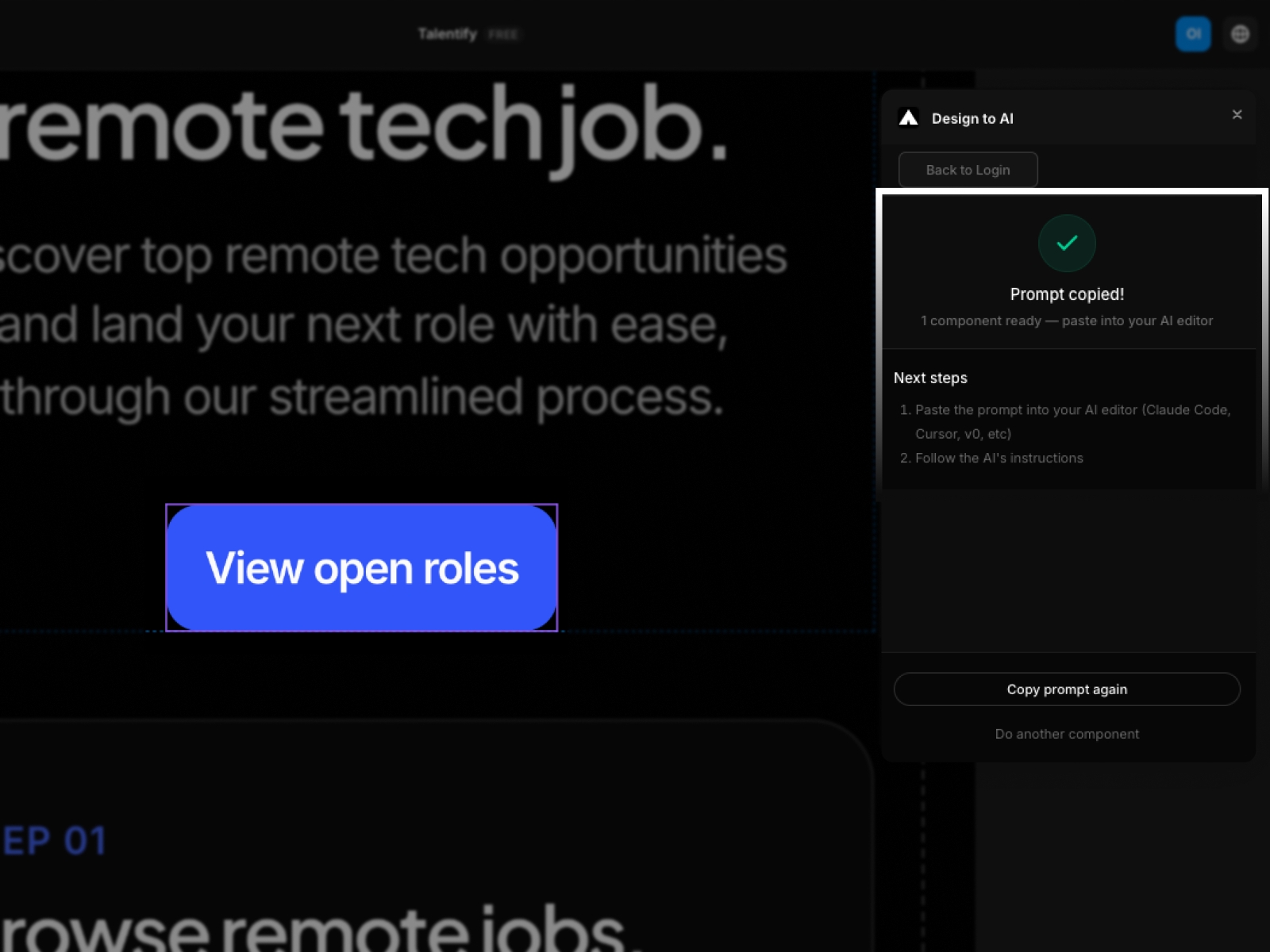 Screenshot 4 for Design to AI, a Framer Marketplace plugin by Olalekan Isaac.