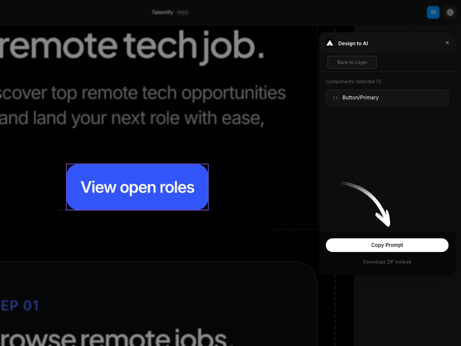 Screenshot 3 for Design to AI, a Framer Marketplace plugin by Olalekan Isaac.