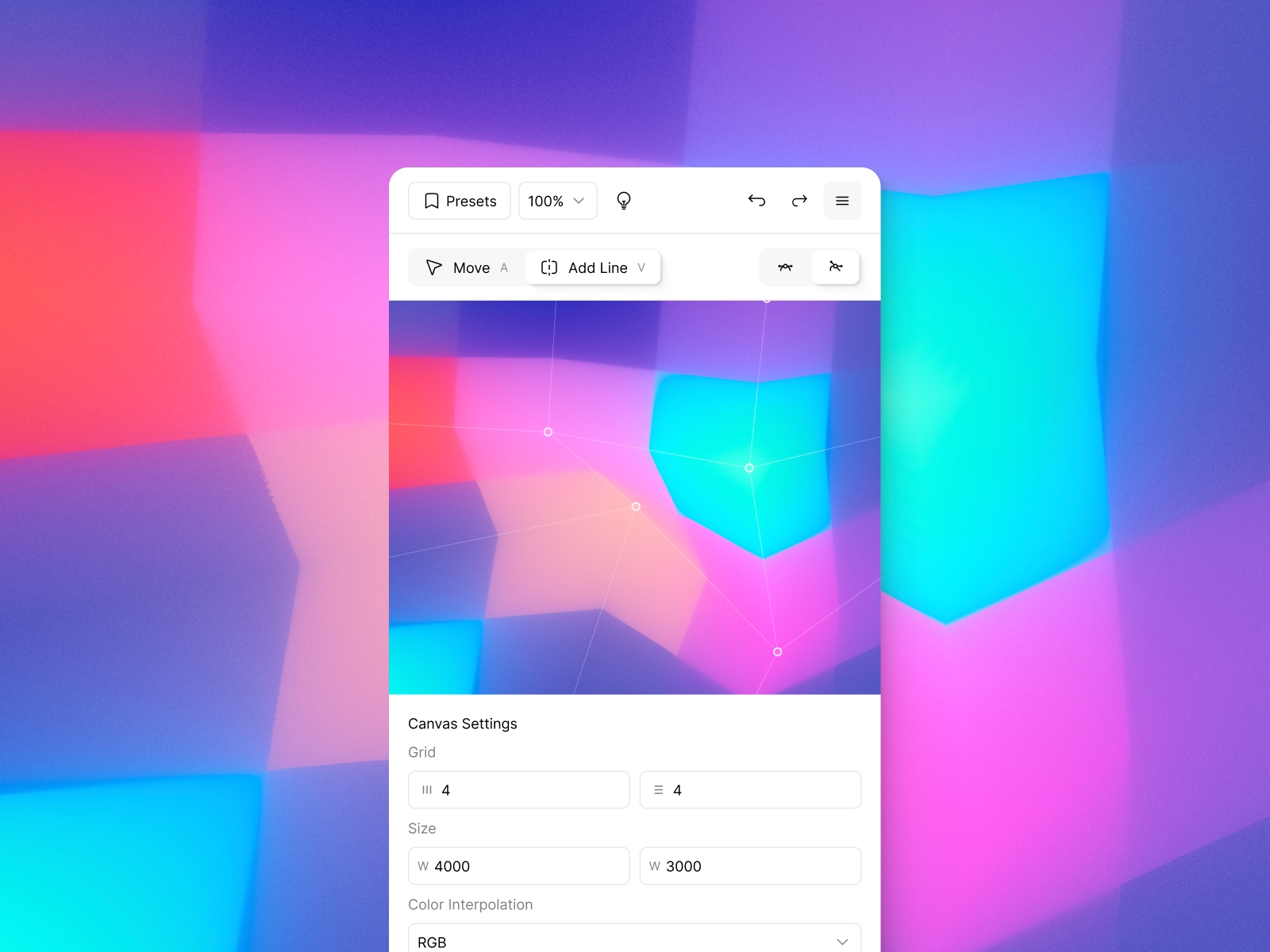 Screenshot 4 for ColorFlow — Mesh Gradient, a Framer Marketplace plugin by Ruslan Latypov.