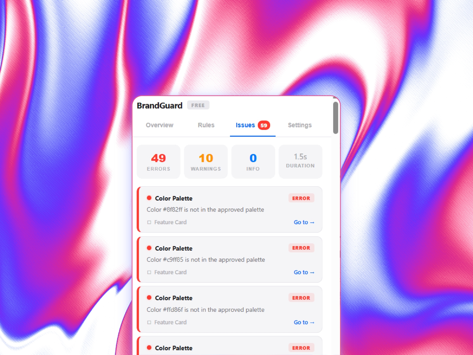 Screenshot 2 for Brand Guard, a Framer Marketplace plugin by Evixel Studio.