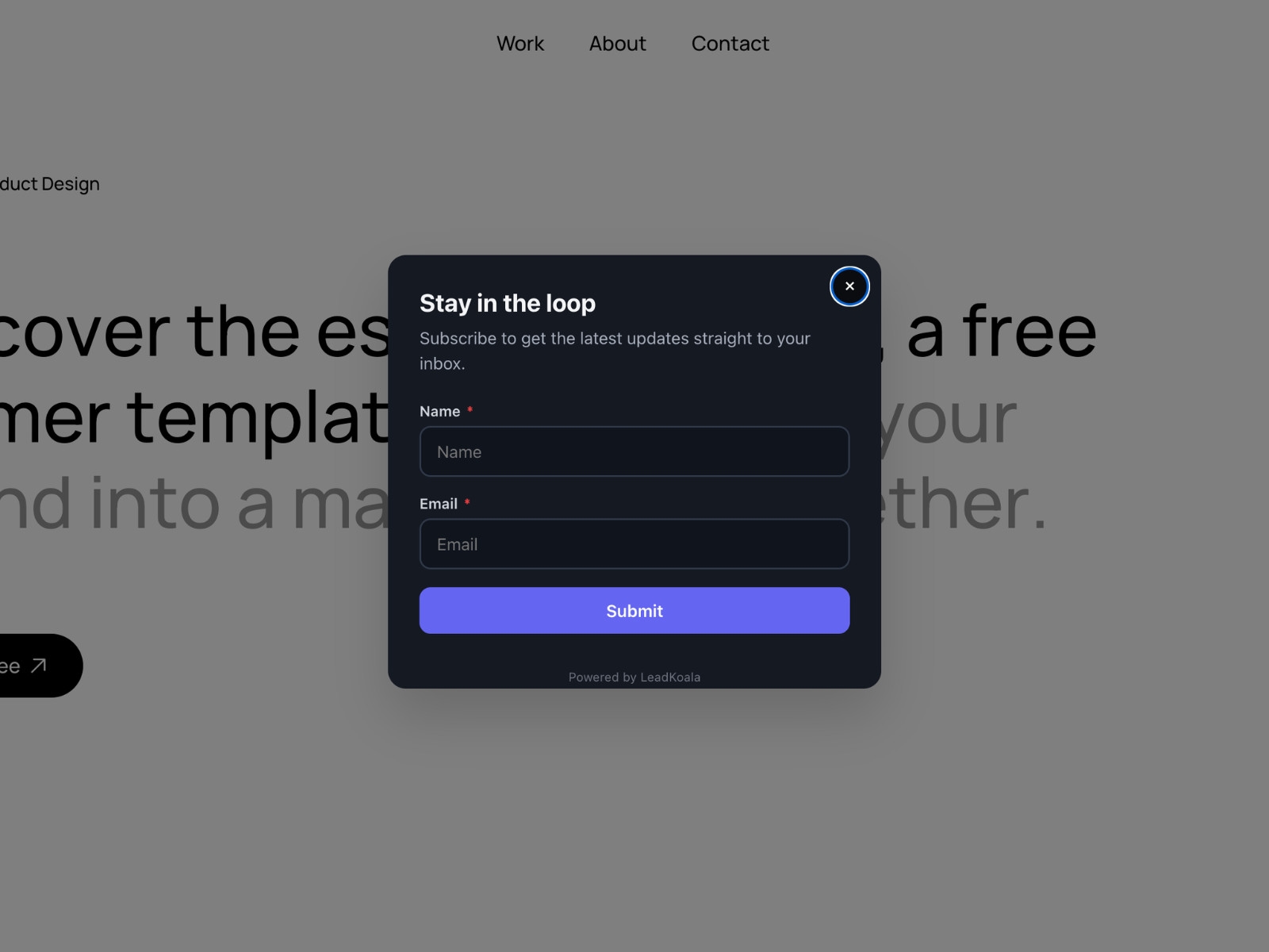Screenshot 4 for Lead Koala, a Framer Marketplace plugin by Can Küçükyılmaz.