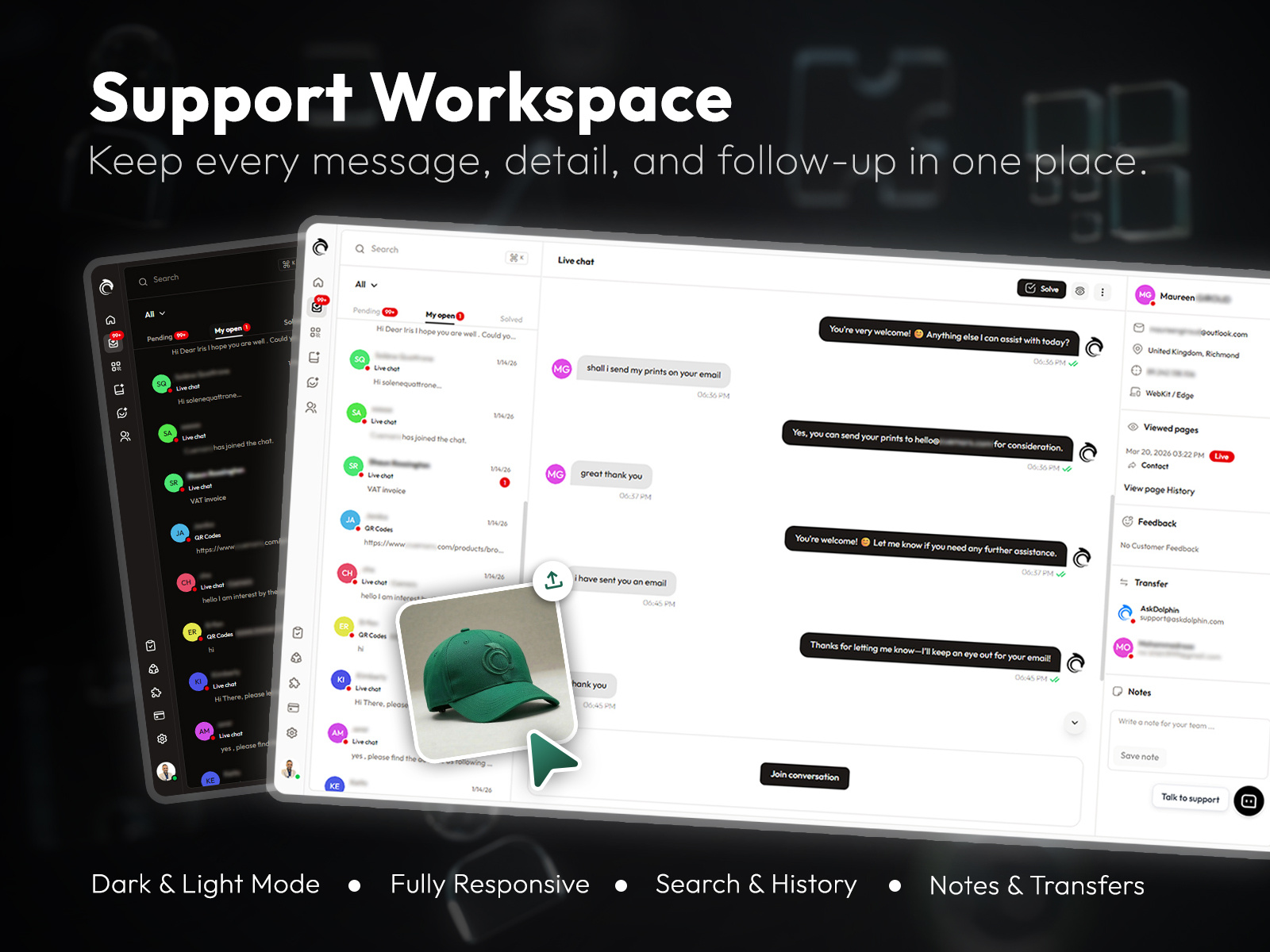 Screenshot 4 for Live Chat & AI — AskDolphin, a Framer Marketplace plugin by AskDolphin.