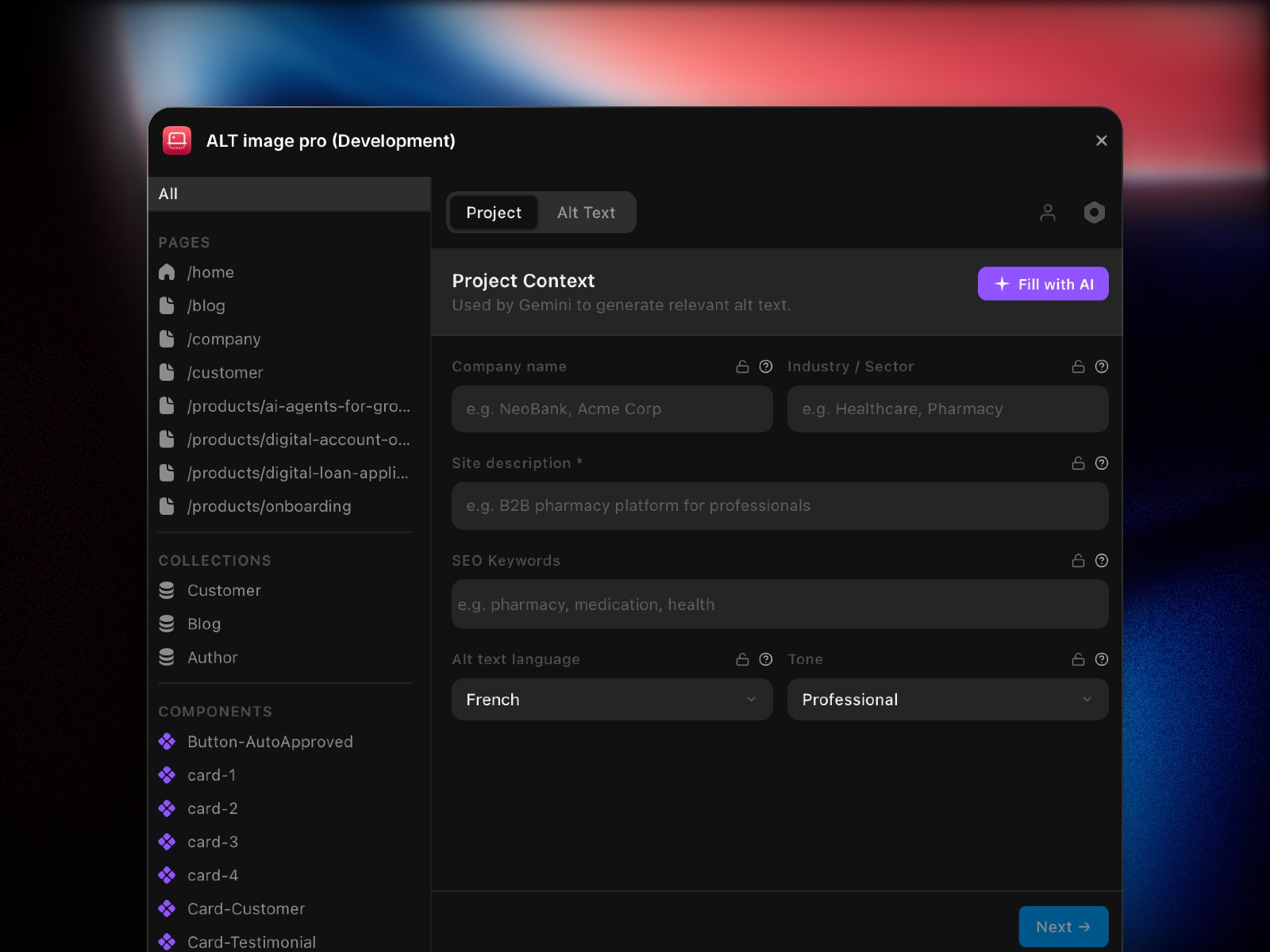 Screenshot 3 for ALT image pro, a Framer Marketplace plugin by kuartz Studio.