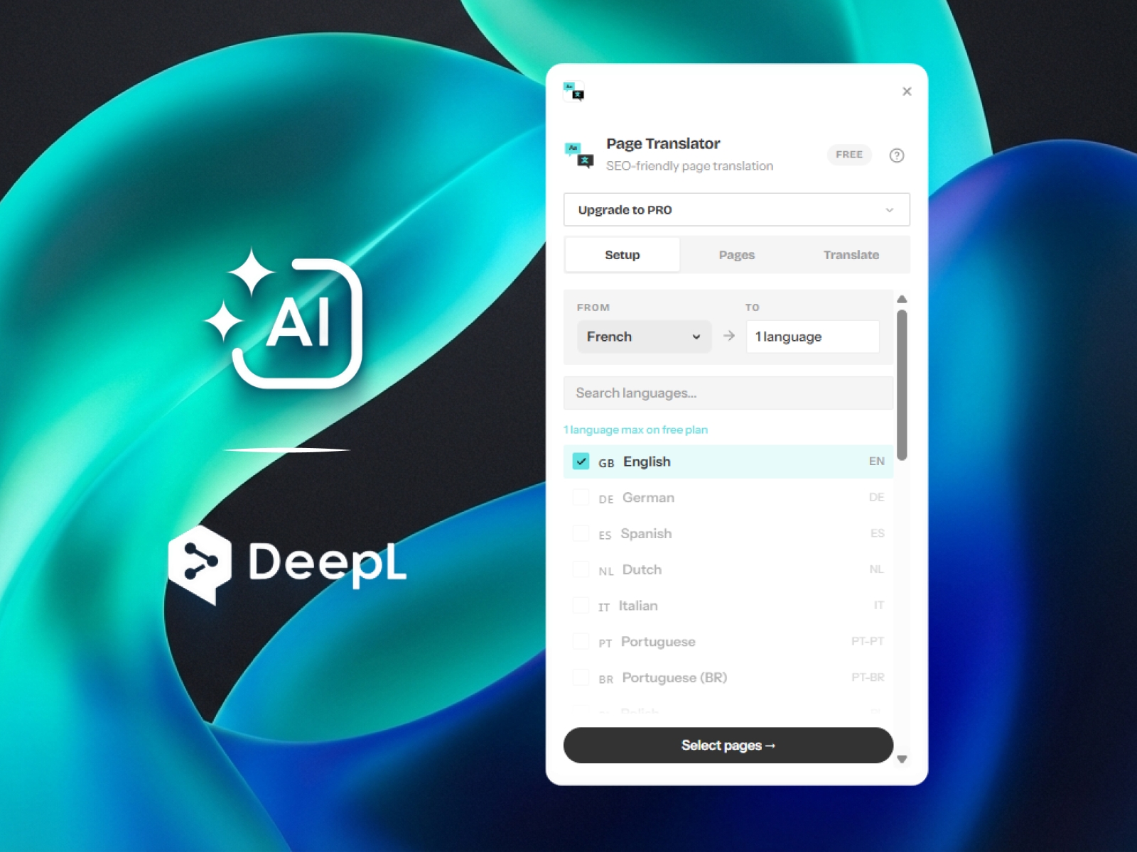 Screenshot 1 for Page Translator, a Framer Marketplace plugin by Ilies Allali.