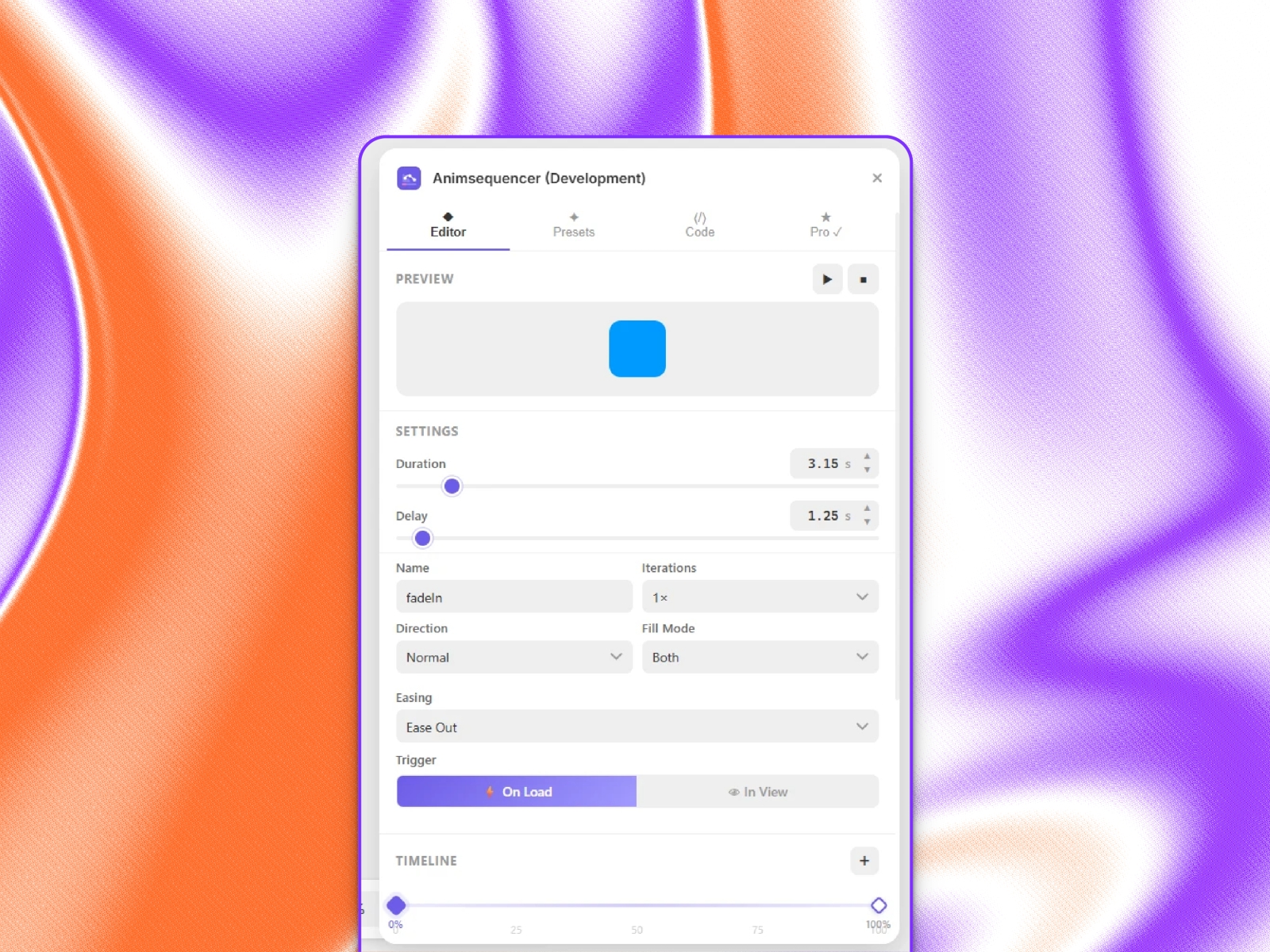 Thumbnail 1 for Animsequencer, a Framer Marketplace plugin by Evixel Studio.