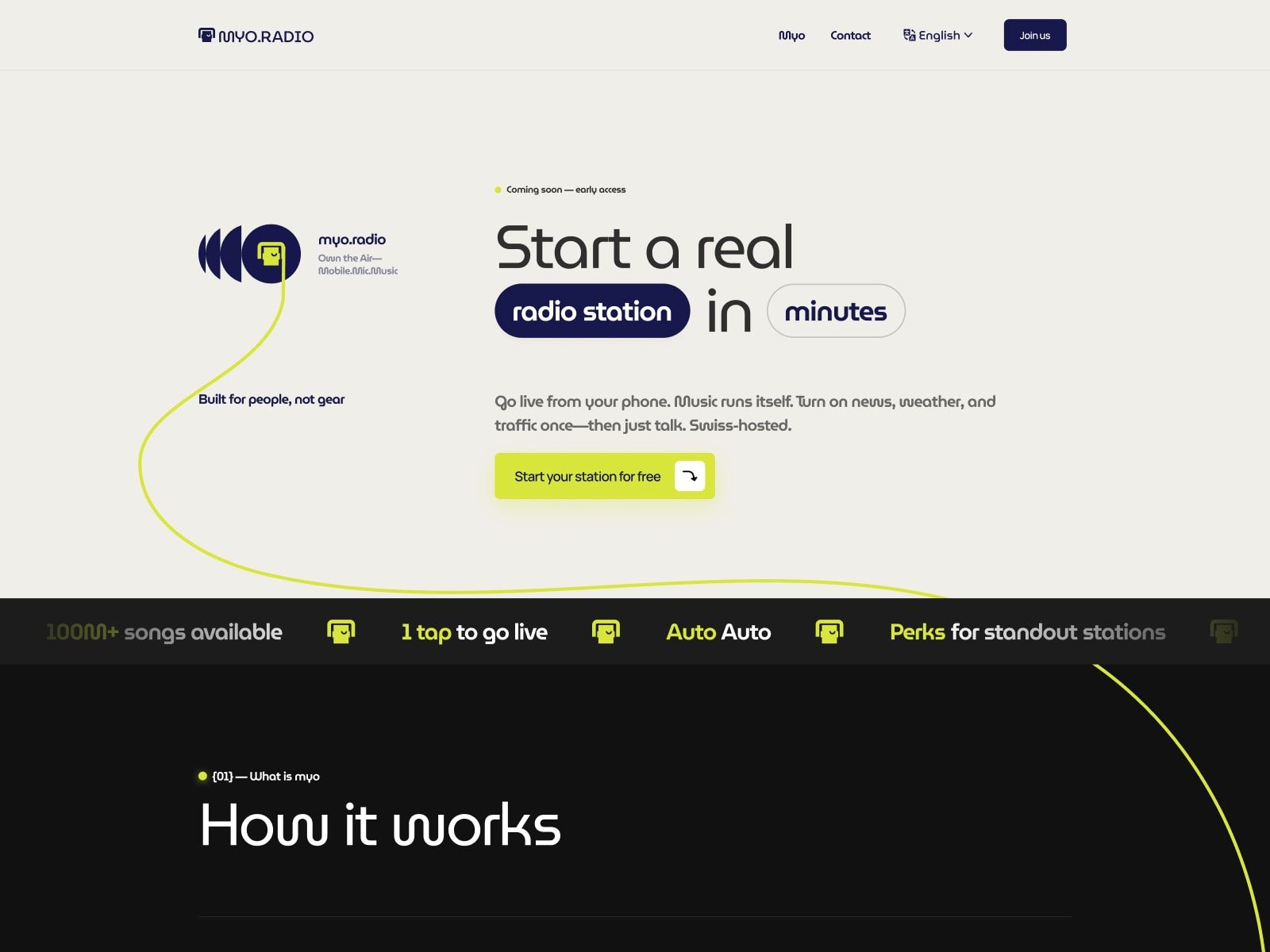 Thumbnail for myo.radio/, a Framer Experts site by A1.