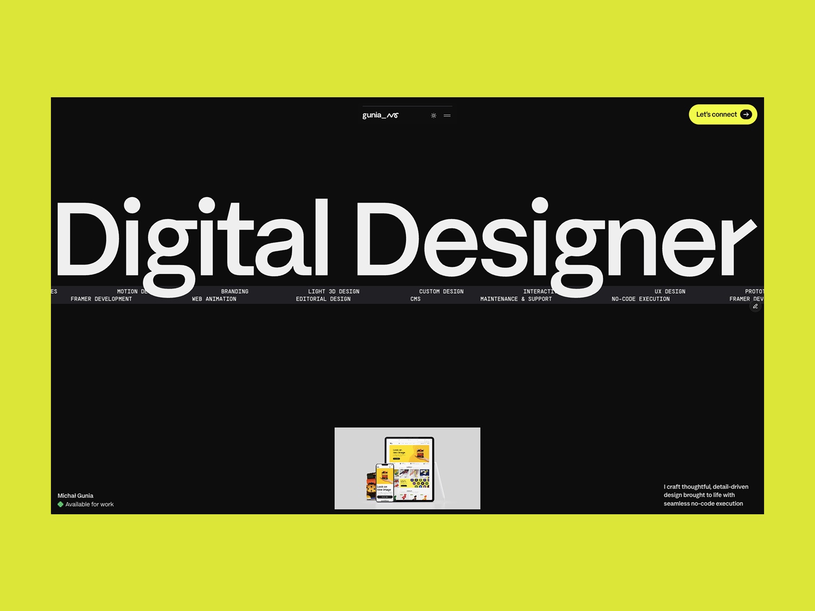 Thumbnail for Portfolio - Gunia Michał, a Framer Experts site by Michał Gunia.