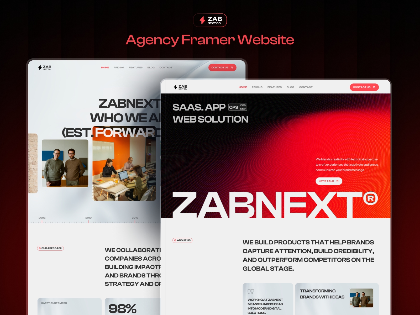 Thumbnail 2 for Zabnext, a Framer Marketplace template by Mezario.