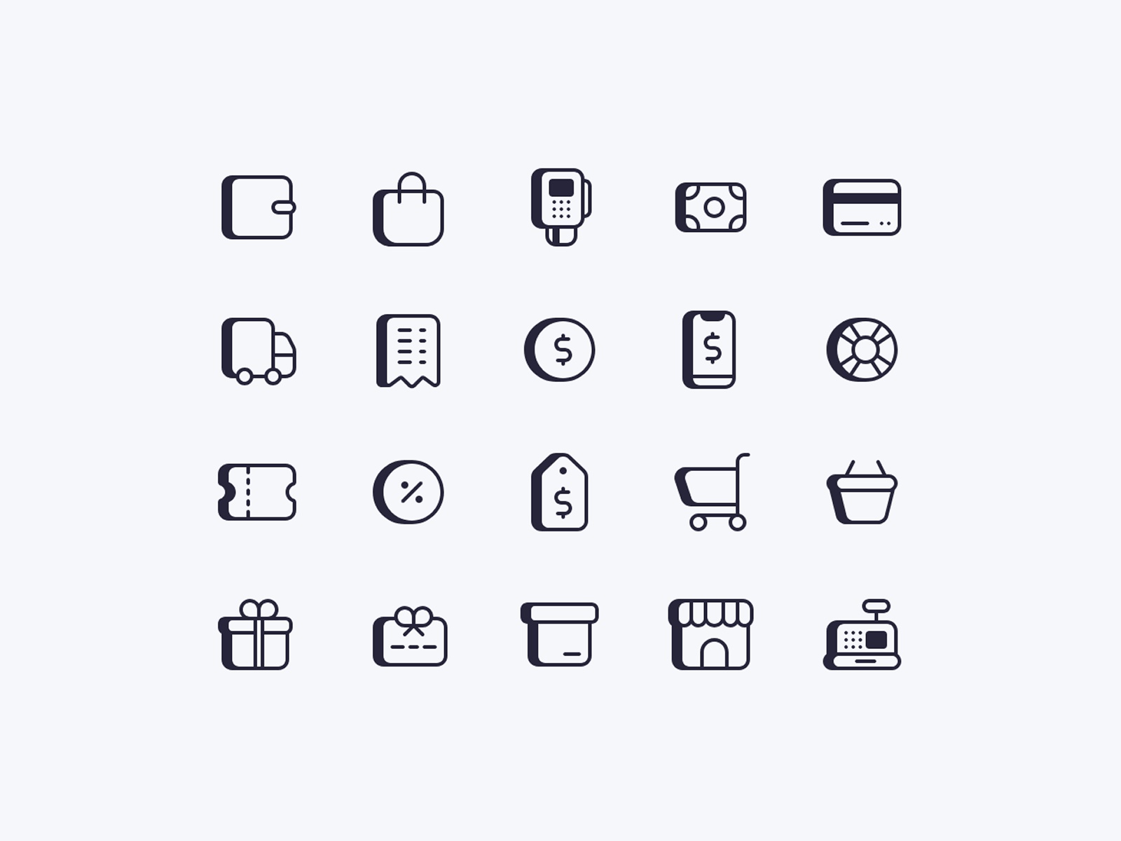 Screenshot 1 for Shopicons, a Framer Marketplace vectorSet by Luis Martínez.