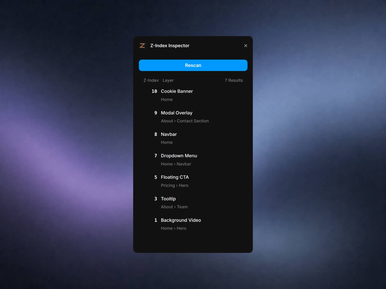 Z-Index Inspector