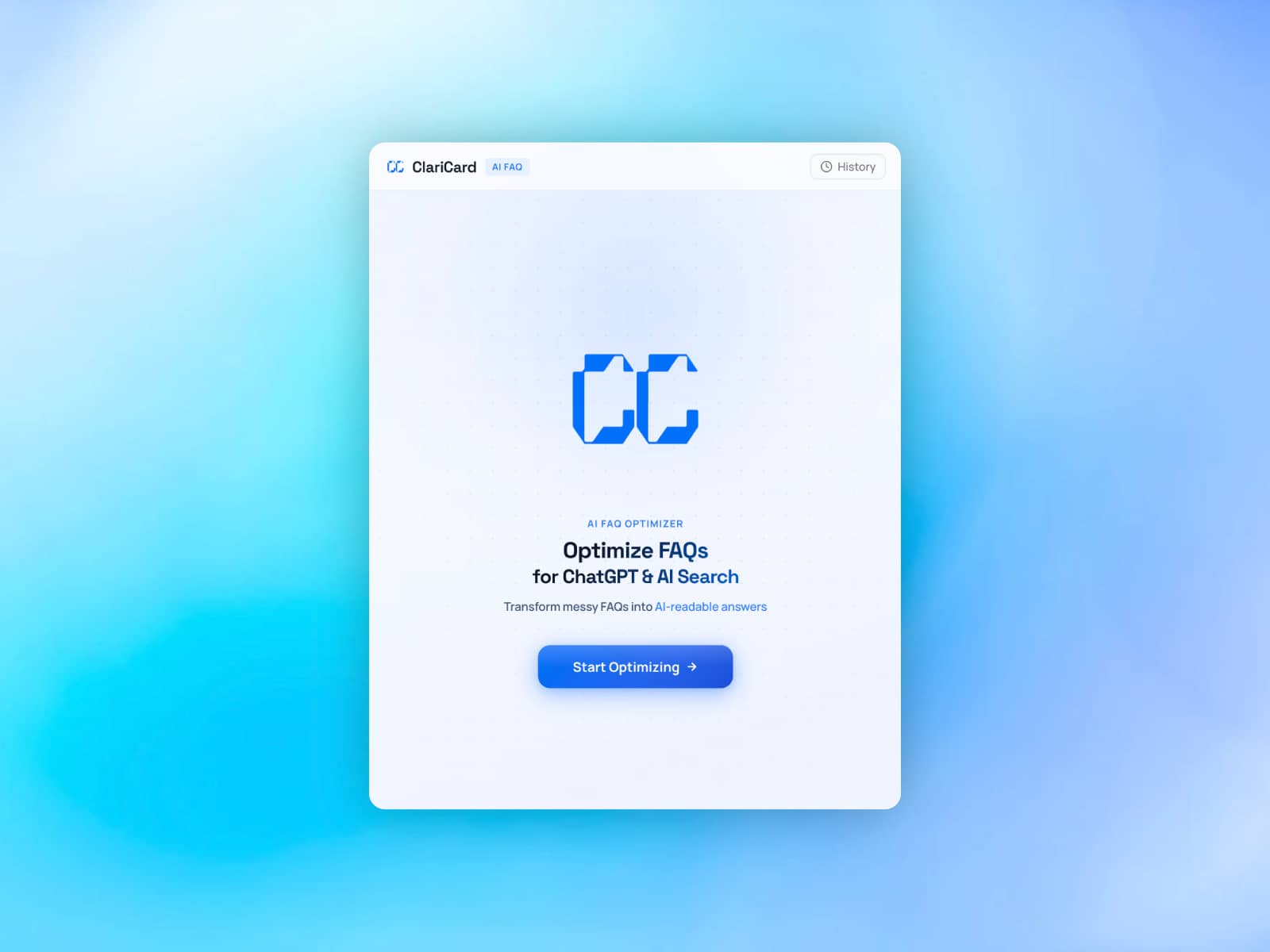 Claricard — AI FAQ Optimizer