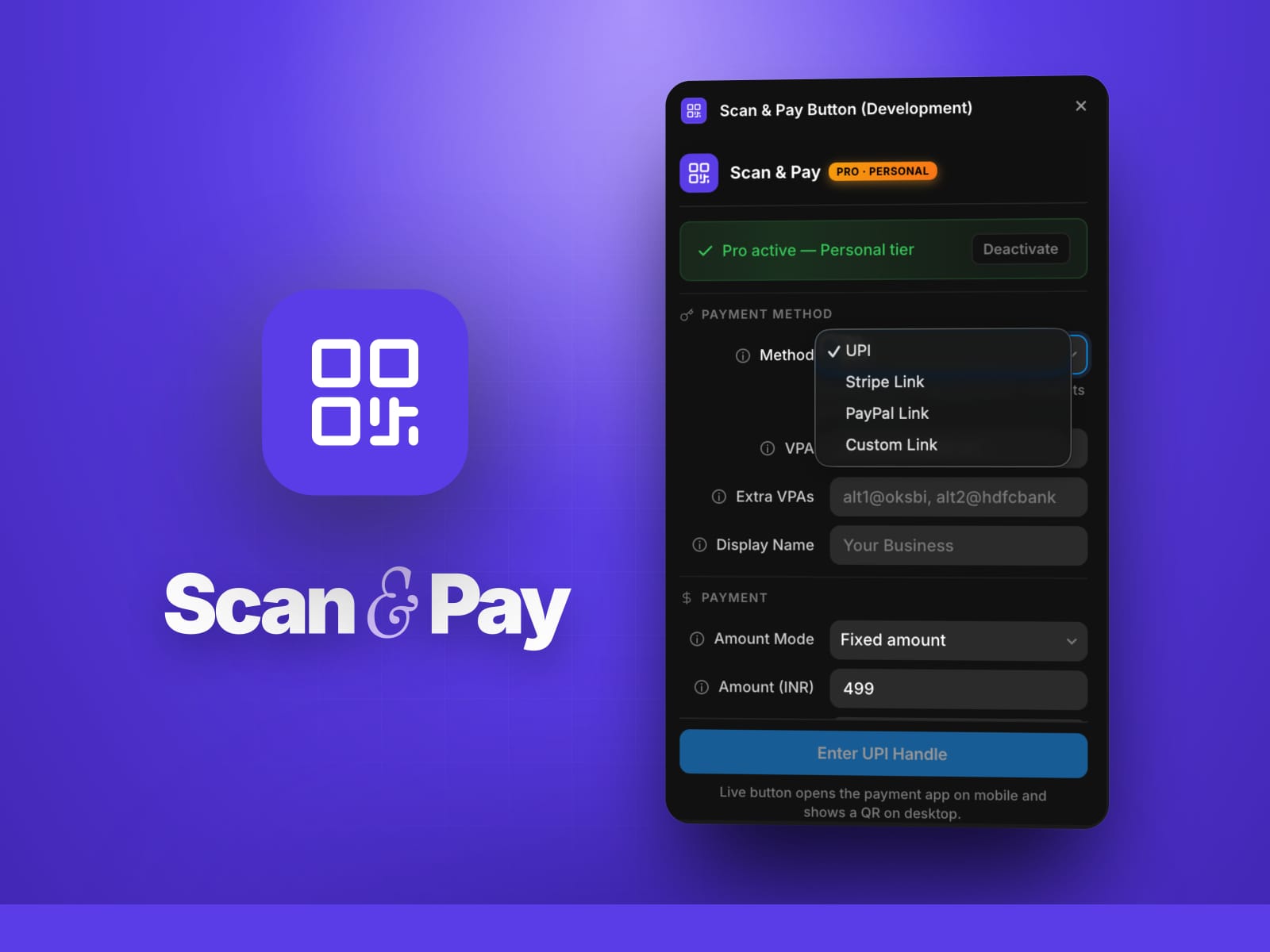 Scan & Pay Button