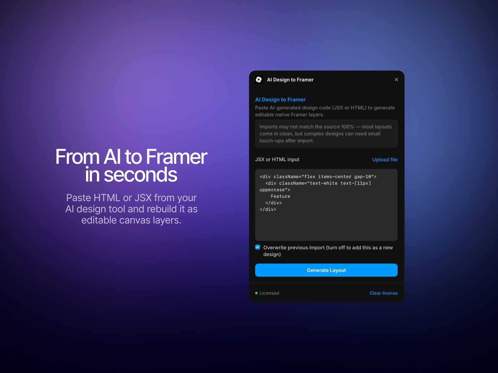 AI Design to Framer