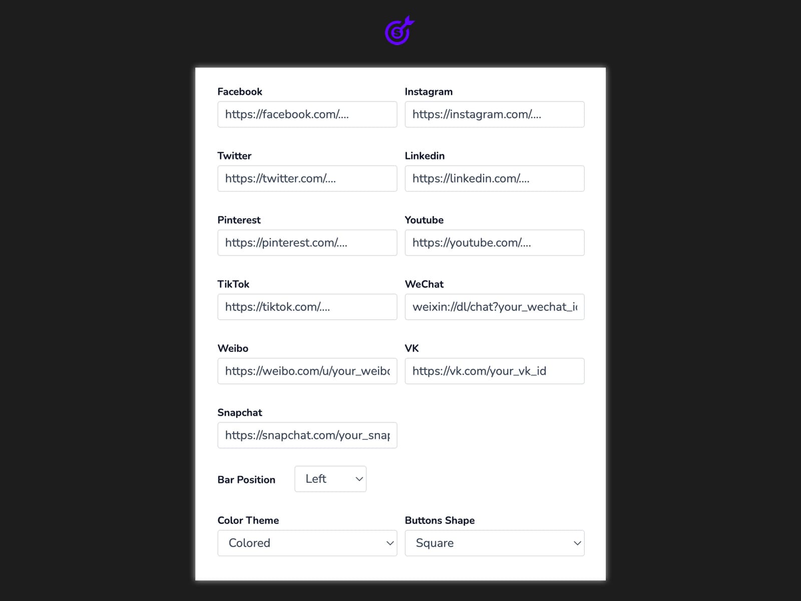 Social Follow Bar Icons