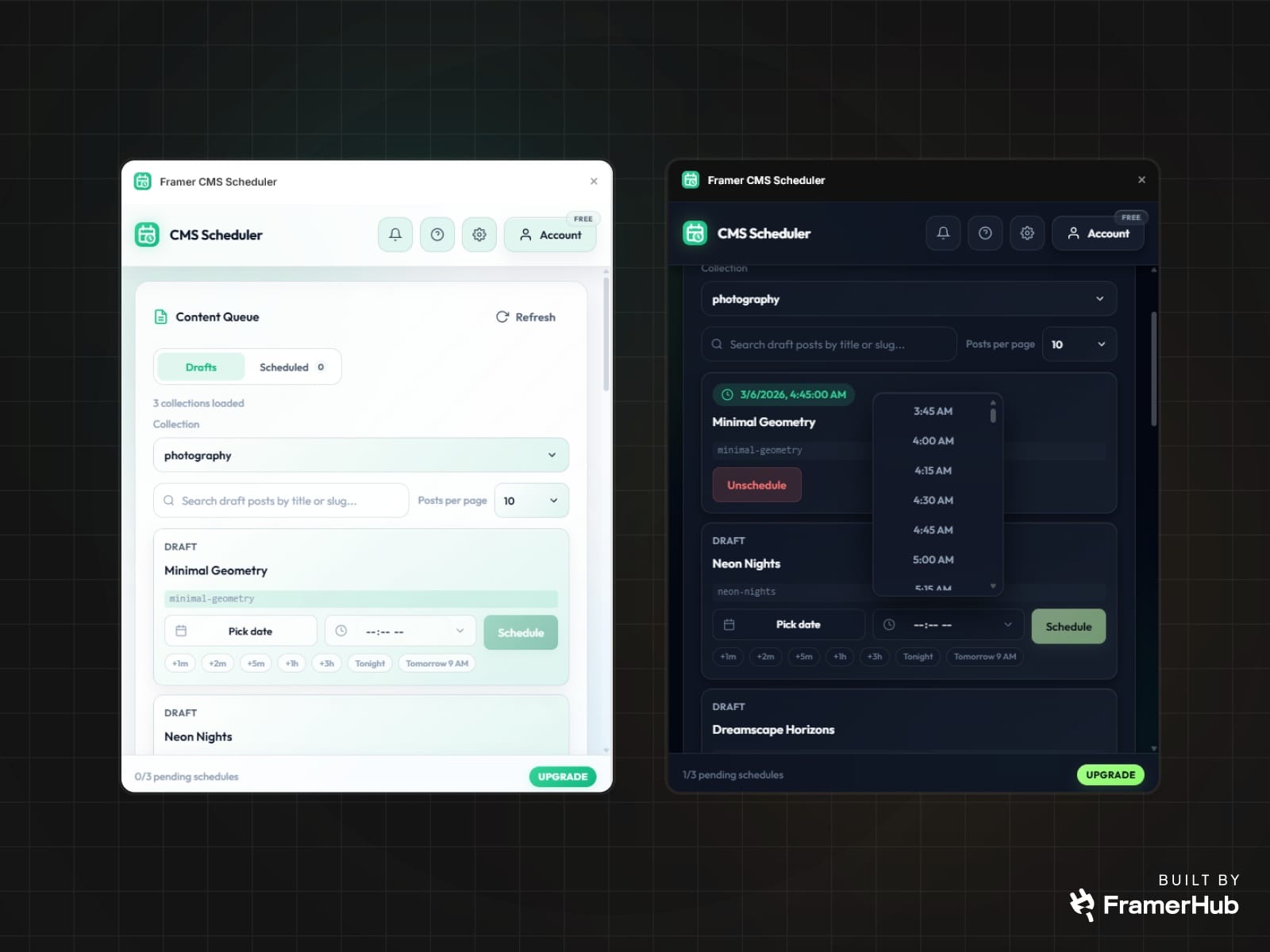Framer CMS Scheduler