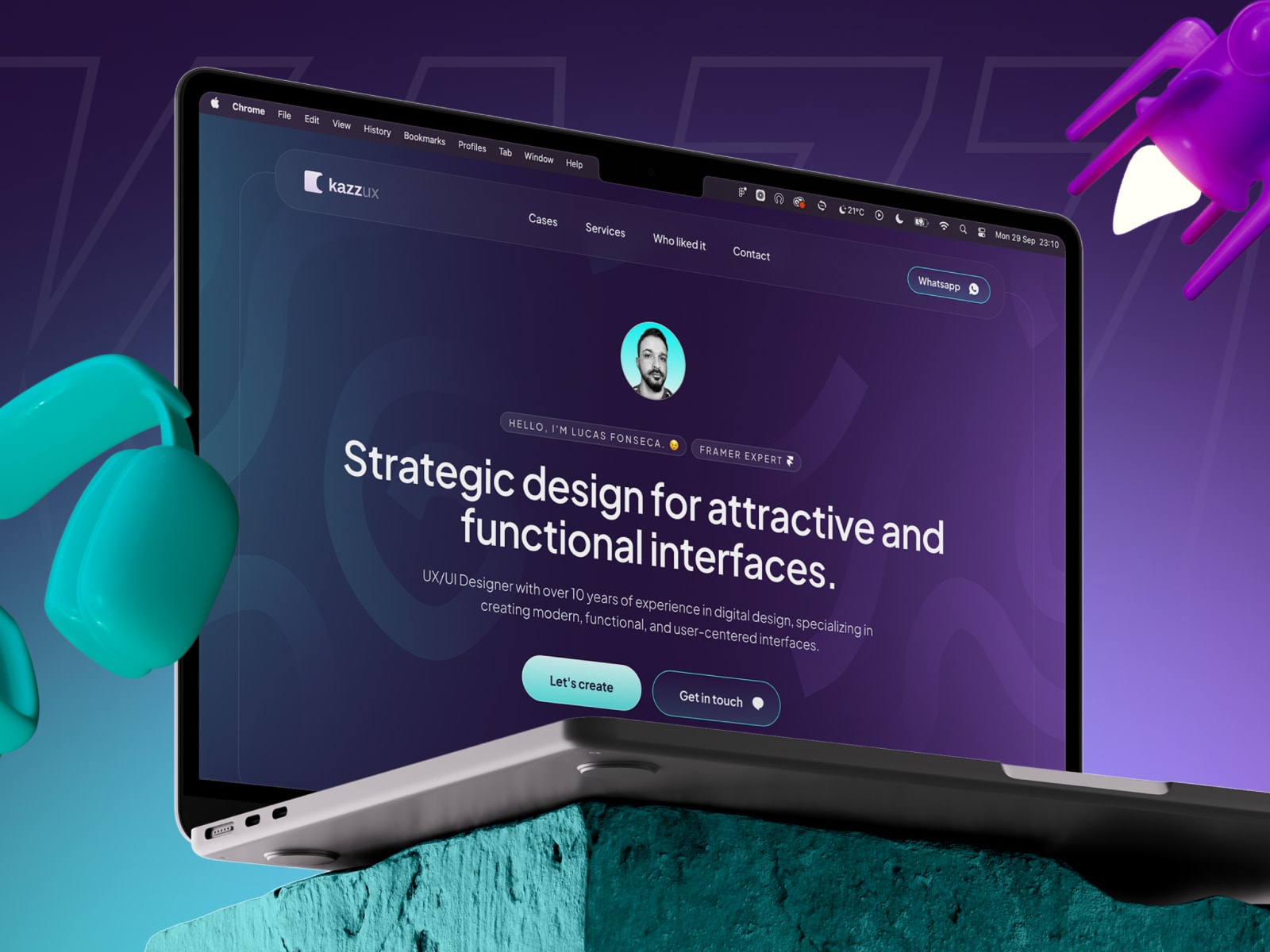 Thumbnail for Kazzux Website, a Framer Experts site by Lucas Fonseca.