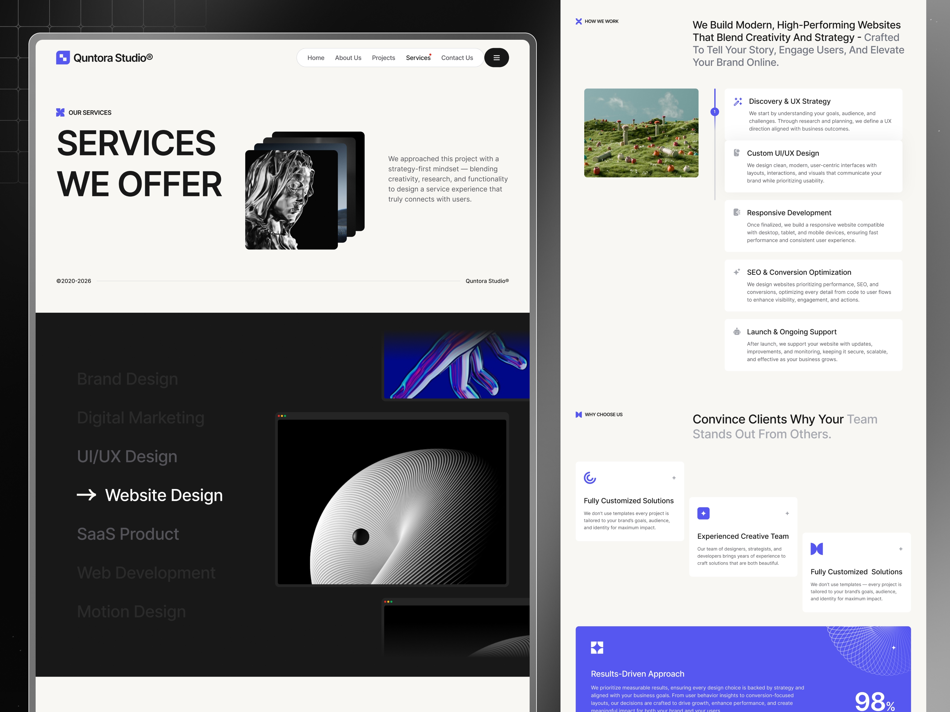 Agency websites don't have to start from a blank canvas. ✨Quntora gives you a polished foundation with thoughtfully designed services, process, pricing, team, portfolio, CMS blog, and everything you'd expect from a premium agency website.Shared styles, clean components, and responsive layouts mean you can rebrand it in one pass and launch much faster.Build your next agency website for just $79. 💜
