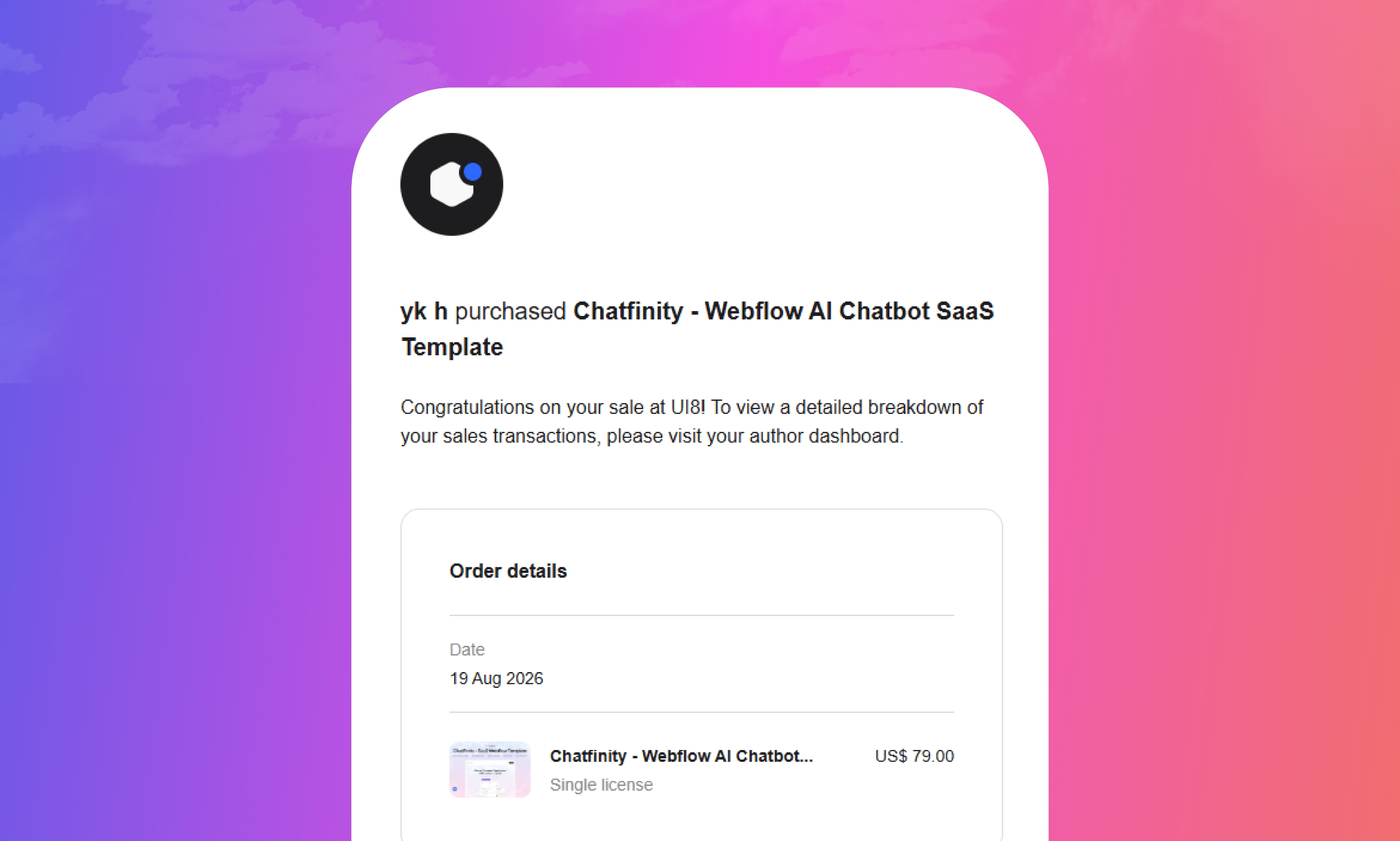 ChatFinity just made another UI8 sale! 🎉It’s FREE on Framer - but not for long.A complete AI chatbot SaaS template, ready to help you launch faster without starting from scratch.Grab it while it’s free.