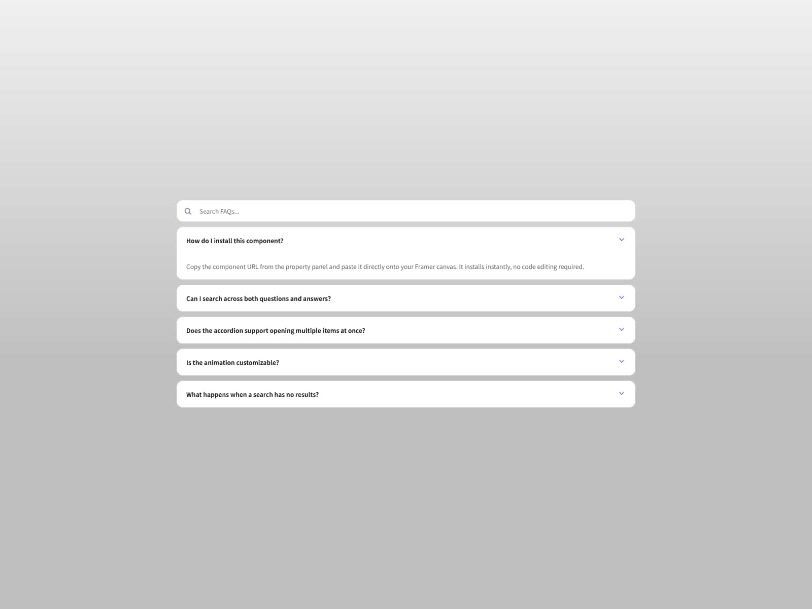 Search FAQ Accordion