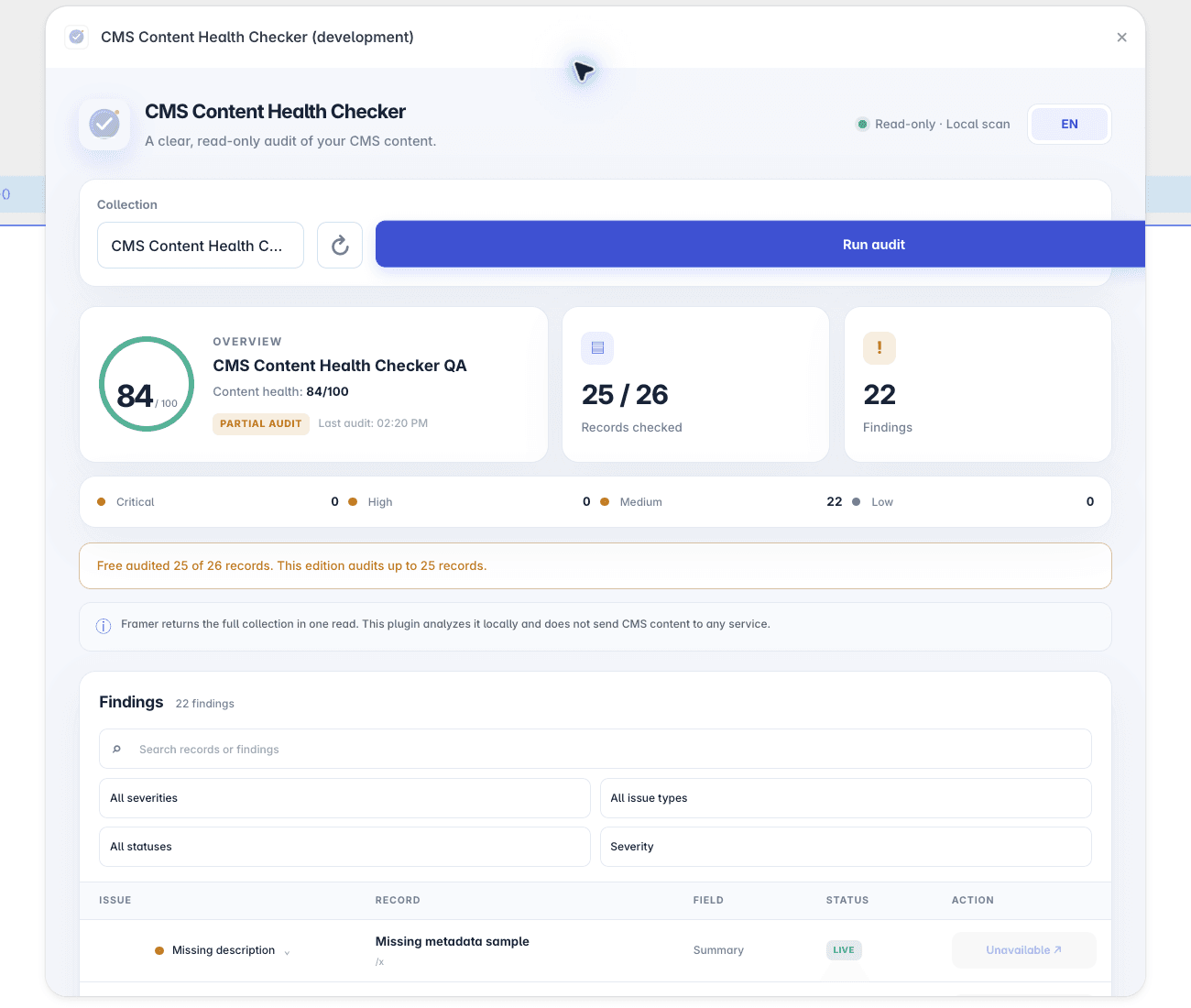 CMS Content Health Checker