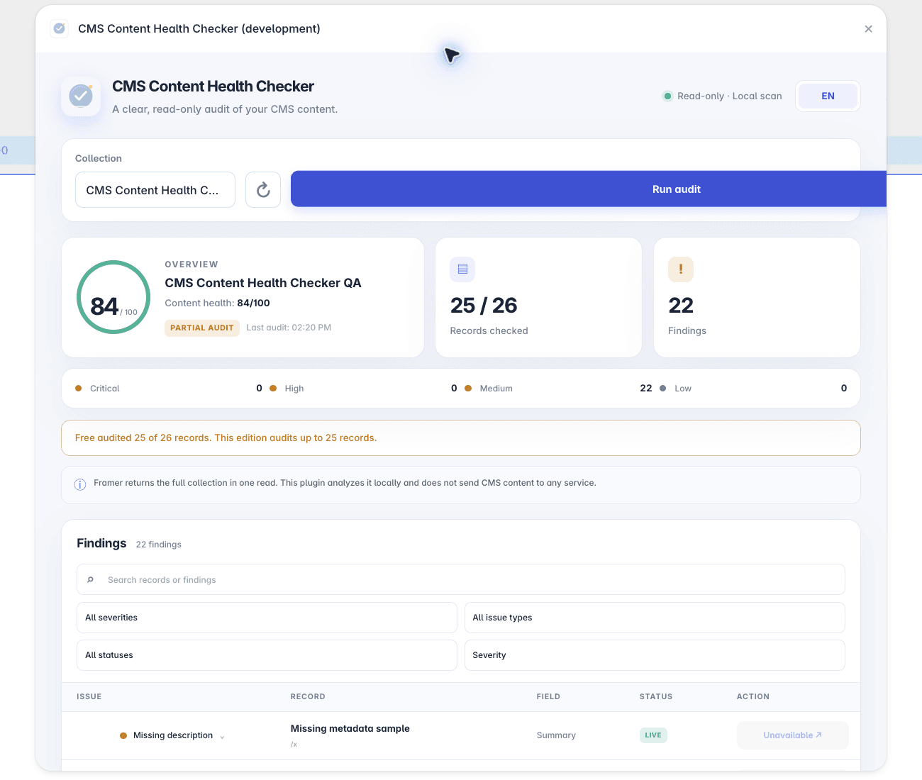 CMS Content Health Checker