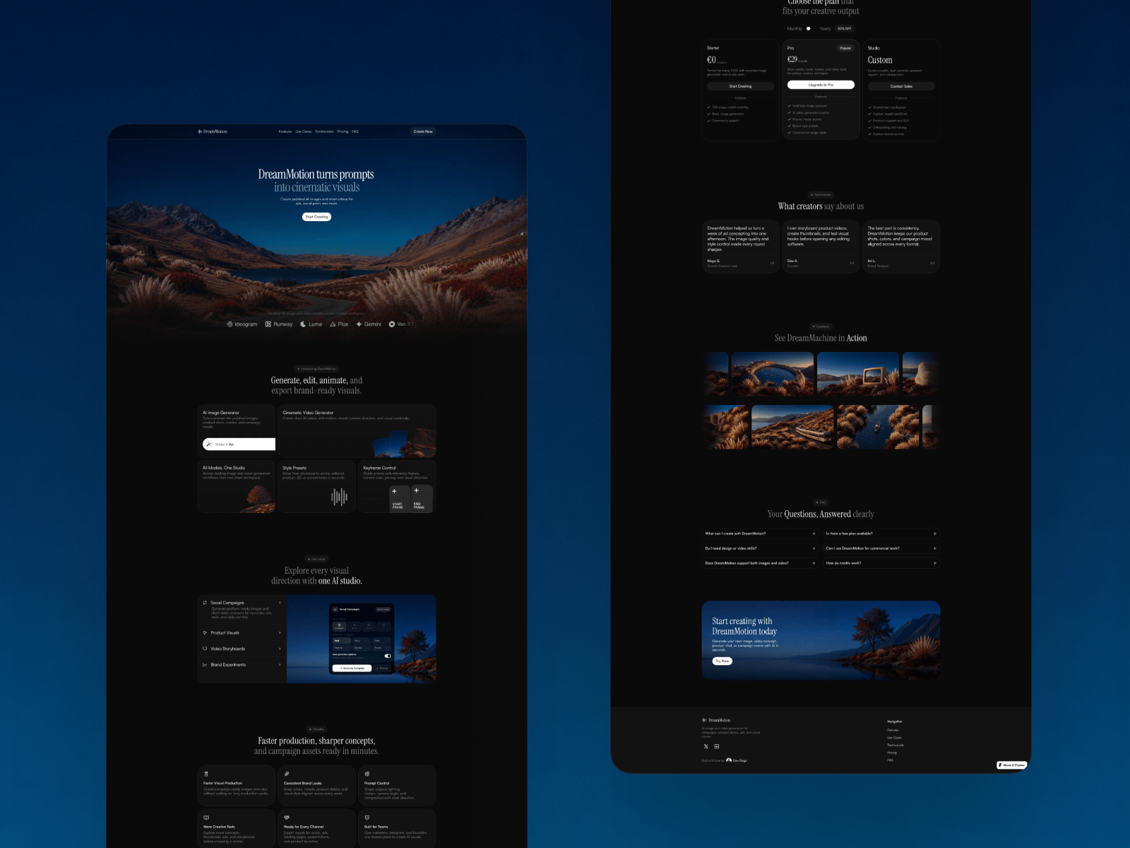 🚀 DreamMotion AI is live!A premium Framer template for AI Image & Video Generators.Perfect for launching:• AI Image Generator• AI Video Generator• AI Photo Editor• AI Avatar Tool• Creative AI SaaSBuilt with modern visuals, smooth animations, and everything needed to launch fast.Check it out in my profile market place👇