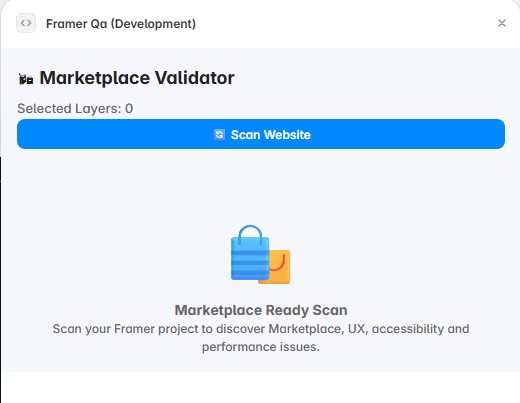 🚀 Sneak Peek: Framer Marketplace ValidatorI've been working on a new plugin designed to help Framer creators prepare their templates before submitting them to the Marketplace.Current features include:🛡 Marketplace Readiness Score📊 Project Statistics🔍 Smart QA Audits📋 Actionable Issue Reports🎯 Layer Selection for Quick FixesSharing a few screenshots of the current progress. I'd love to hear your feedback!What checks or features would make this plugin indispensable for your workflow?Launching soon. 🚀