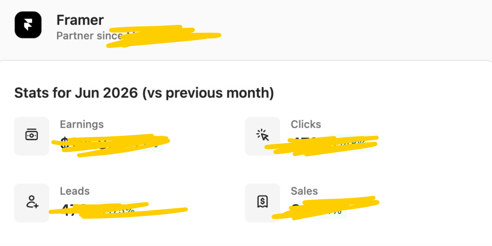 Hi everyone,I have a question about the Creator Program.I've submitted 3 components and 2 templates, but the Links tab still hasn't appeared on my account. According to the documentation, it should be generated automatically after publishing a Marketplace product.From what I understand, the Links tab gives access to the Dub dashboard, where you can manage affiliate links and view analytics like clicks, views, earnings and more. However, I don't have the Links tab at all.Has anyone experienced this before? Is there something I'm missing, or is there any requirement I need to complete before it appears?I've attached a few screenshots below so you can better understand what I'm referring to.Image 1 - I'm referring to this dashboard ( Not my account, one of the creator account )Image 2 - My dub account, i can't see framer affiliate program dashboard