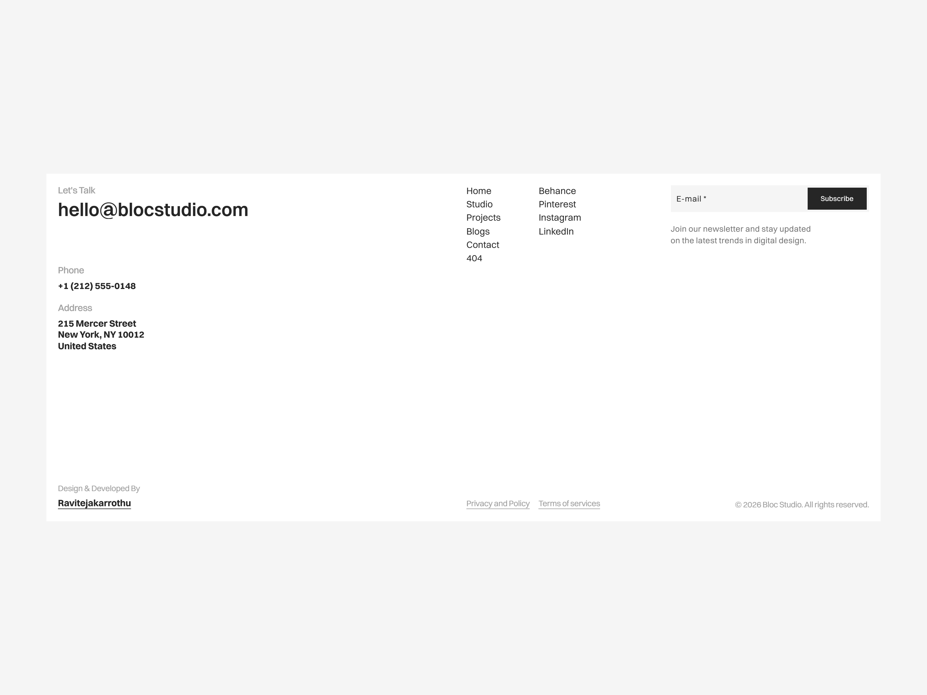 It's been almost 30 days since I started working on my next Framer template.I haven't been able to give it my 100% because of everything that's been going on lately with Framer, but I've kept making progress little by little.The good news is... I finally finished the home page today! 🎉Here are the final footer designs in both light and dark themes.Also, if you haven't checked out my free portfolio template, Ken William, it's completely free to remix and customize for your own portfolio.Link