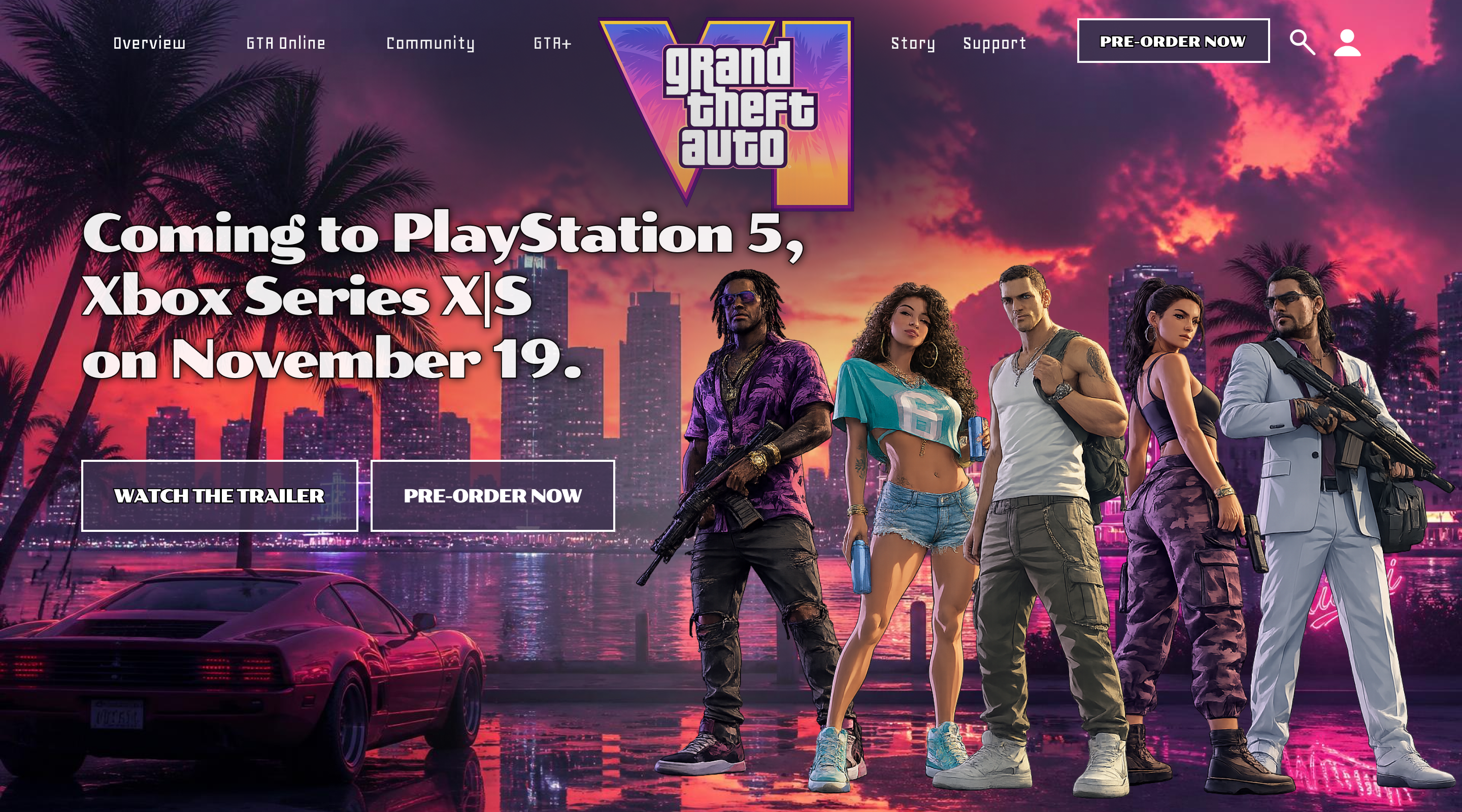 DAY 6: AND THIS ONE IS FOR THE GTA FANS...I made a GTA VI-inspired hero section today, and honestly…THIS WAS SO MUCH FUN TO DESIGNTried to capture that Vice City vibe, the characters, the colors, and the chaos, all in one hero section.Now I just need Rockstar to release the damn game...