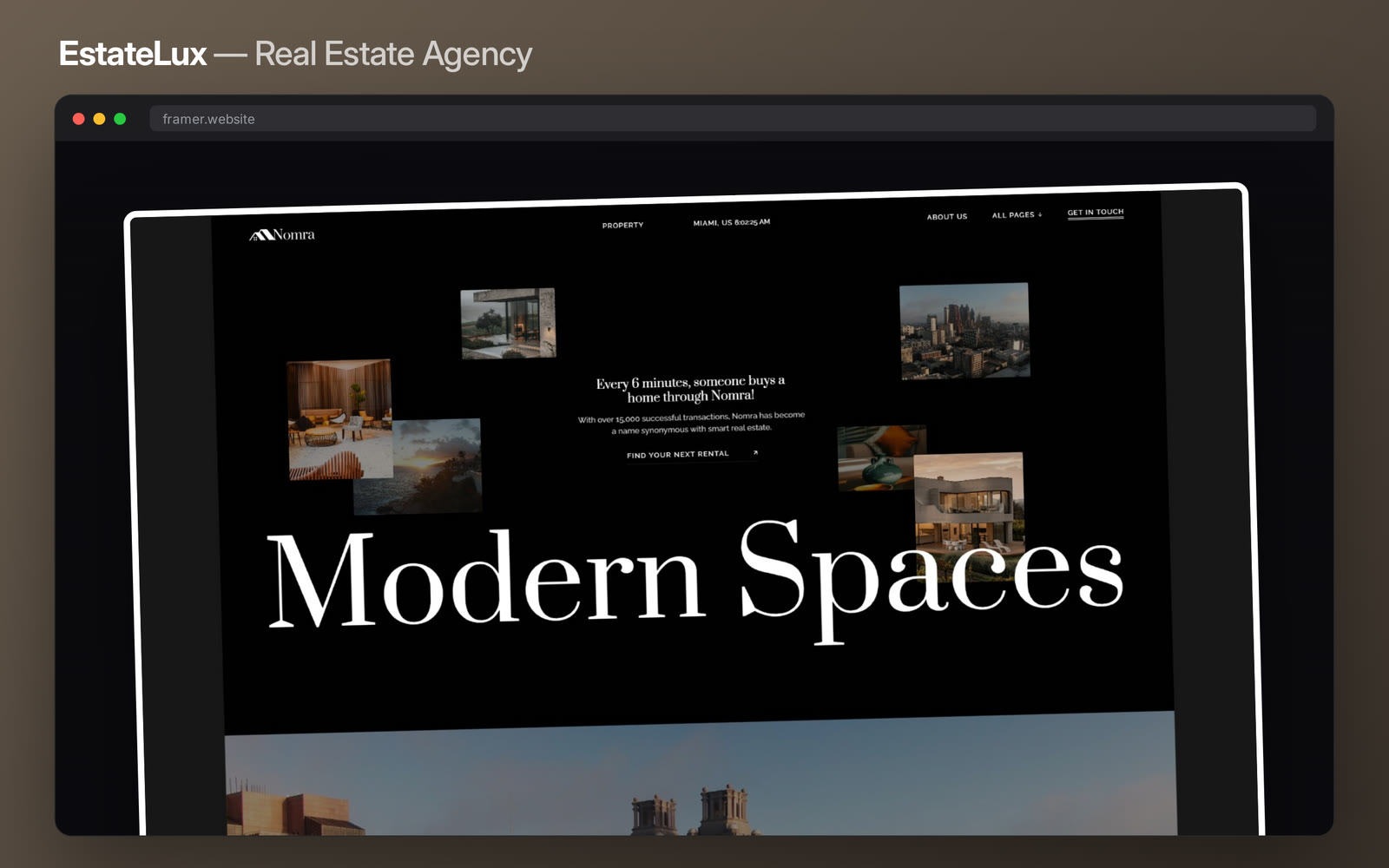 What actually makes someone enquire about a property rather than just scrolling past it?Enough detail to picture living there. EstateLux gives every listing a real page — full gallery, specifics, neighbourhood — instead of a grid tile and a phone number.Live preview → https://nomra-template.framer.website/Put EstateLux to work →#framer #framertemplate #framerexpert #webdesign #nocode #realestate #property #realtor #listings