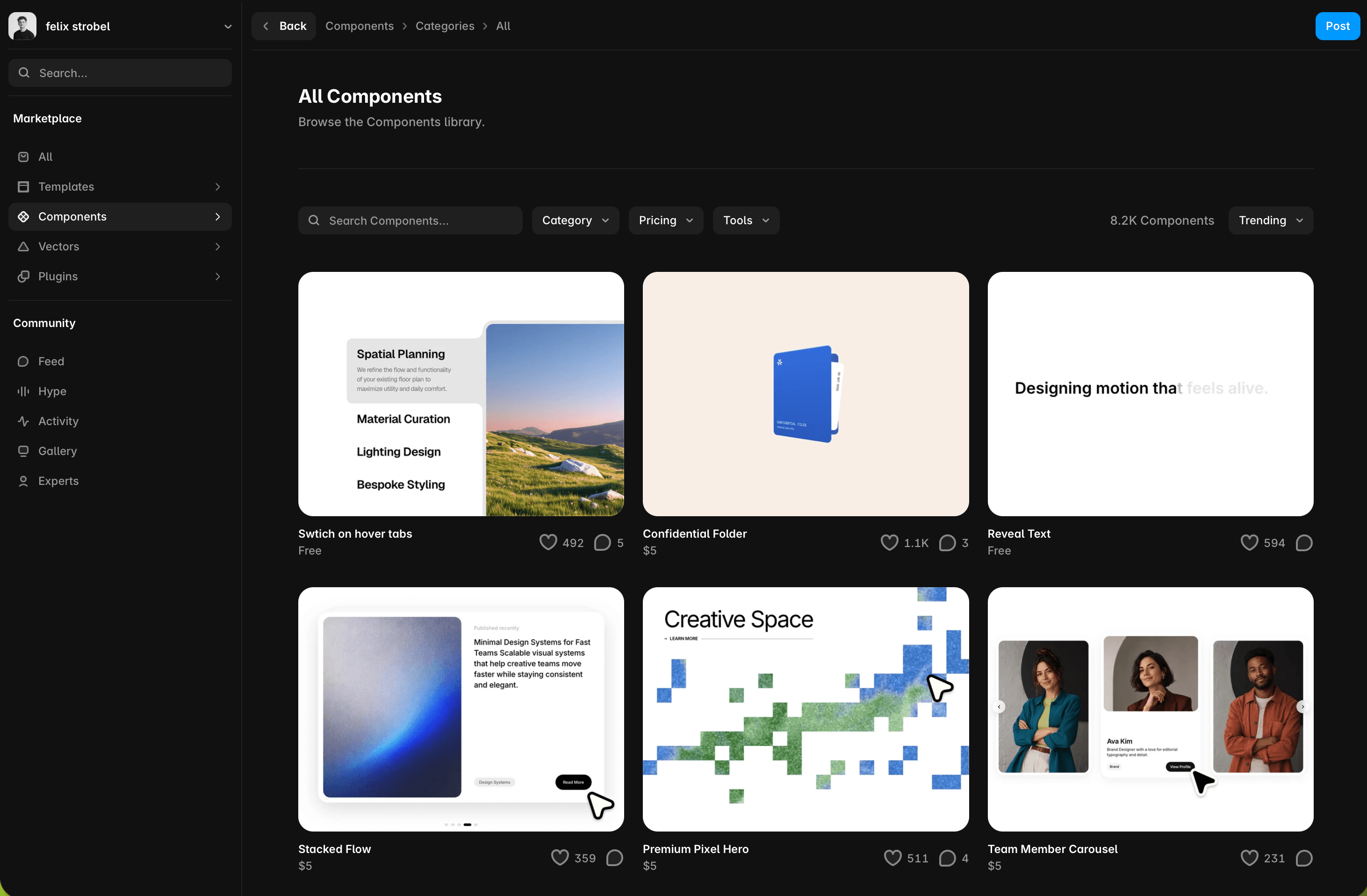 Ok this is wild π the entire second row of our Components got picked up hard the last days! Stacked Flow, Premium Pixel Hero, Team Member Carousel. Thank you all, means a lot π€