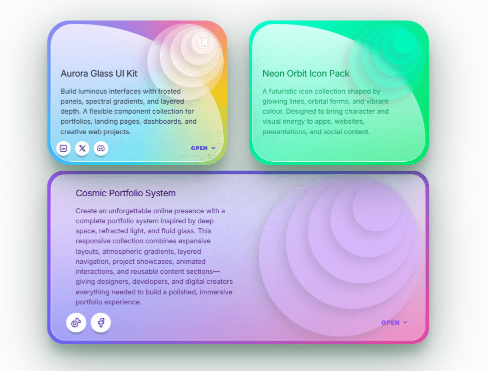 Neon Glass Cards