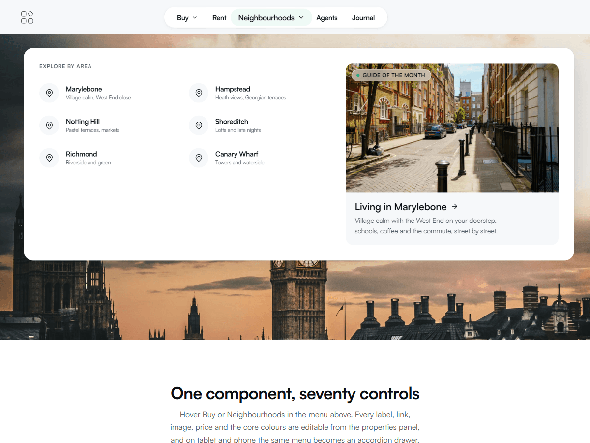 Mega Menu Header